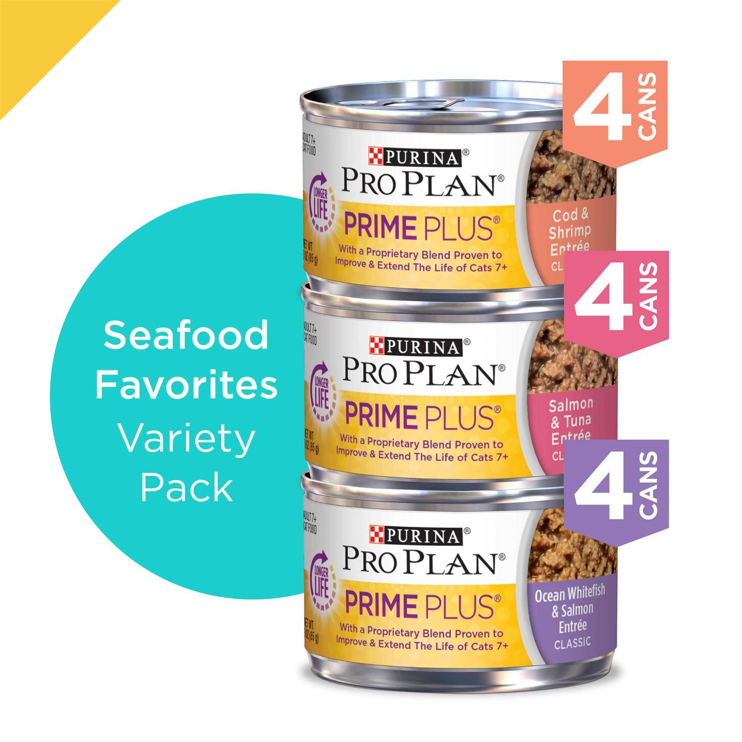 Alternative view of Purina Pro Plan Grain-Free Senior Pate Prime Plus Seafood Favorites Wet Cat Food Variety Pack