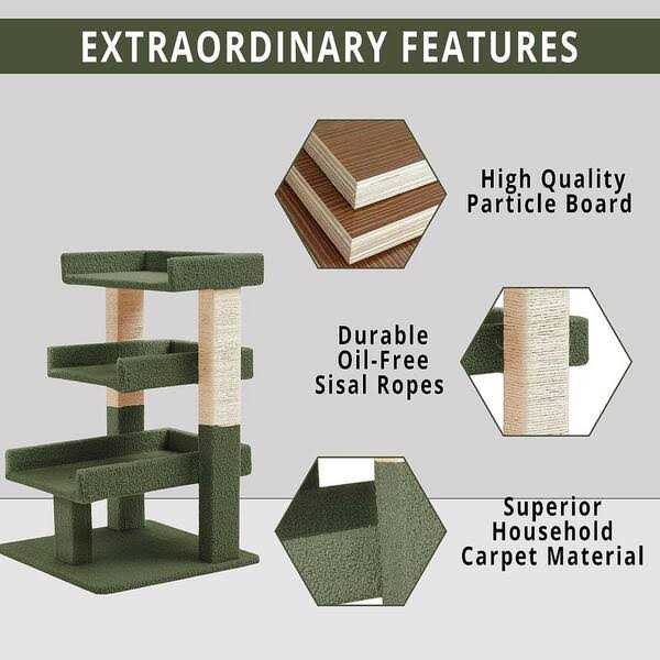 Alternative view of HOMESTOCK Cat Tree for Large Cats Cat Activity with Scratching Post
