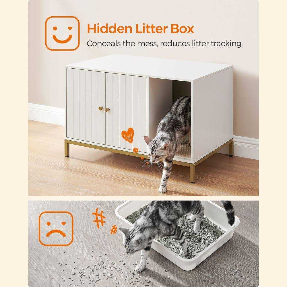 Alternative view of Feandrea Litter Box Enclosure Modern Cat Litter Box Furniture Hidden with Scratching Mat