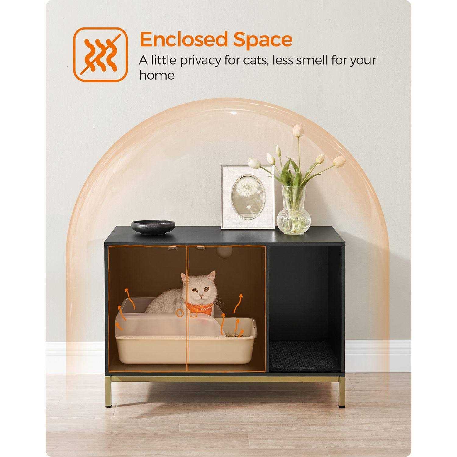 Alternative view of Feandrea Litter Box Enclosure Modern Cat Litter Box Furniture Hidden with Scratching Mat