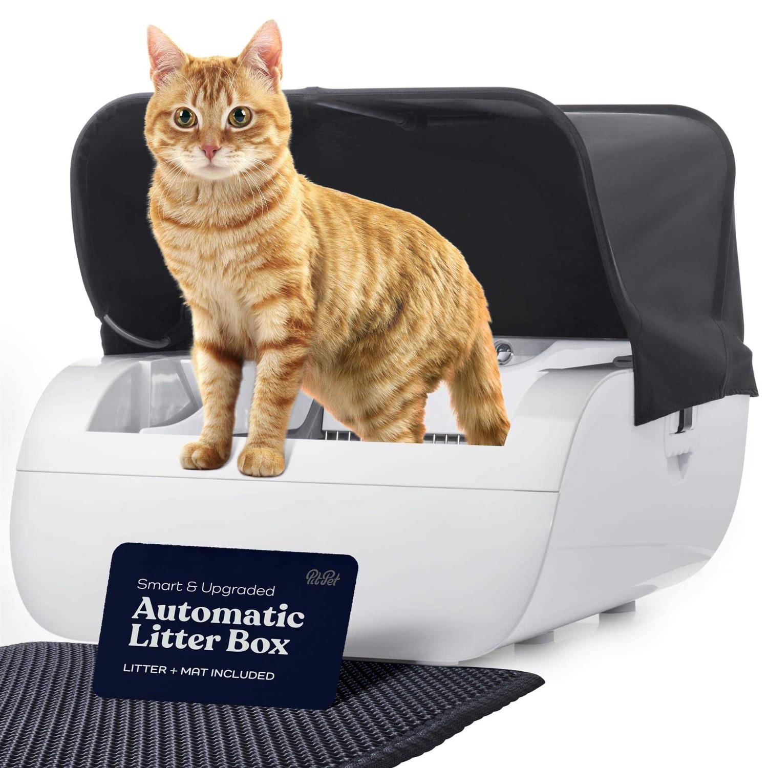 Smart Automatic Cat Litter Box Self Cleaning Cat Litter Box with Built in Odor Eliminator -Works with Clumping Cat Litter