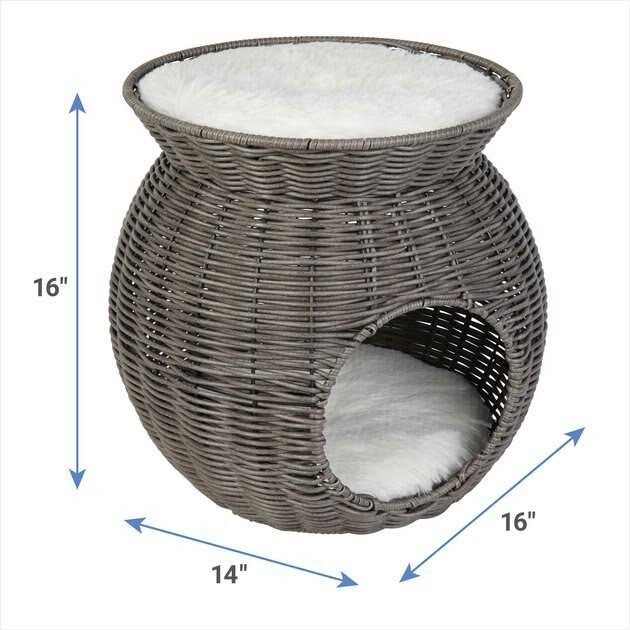Alternative view of Frisco Round Wicker Cat Condo with Top Perch