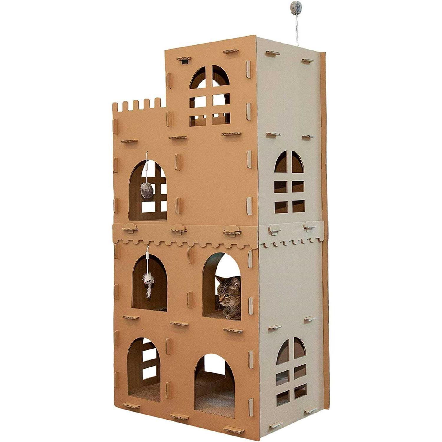 FurHaven Corrugated Cat Scratcher House with Catnip