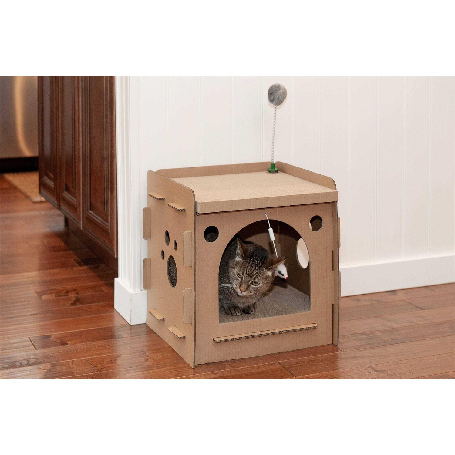 Alternative view of FurHaven Corrugated Cat Scratcher House with Catnip