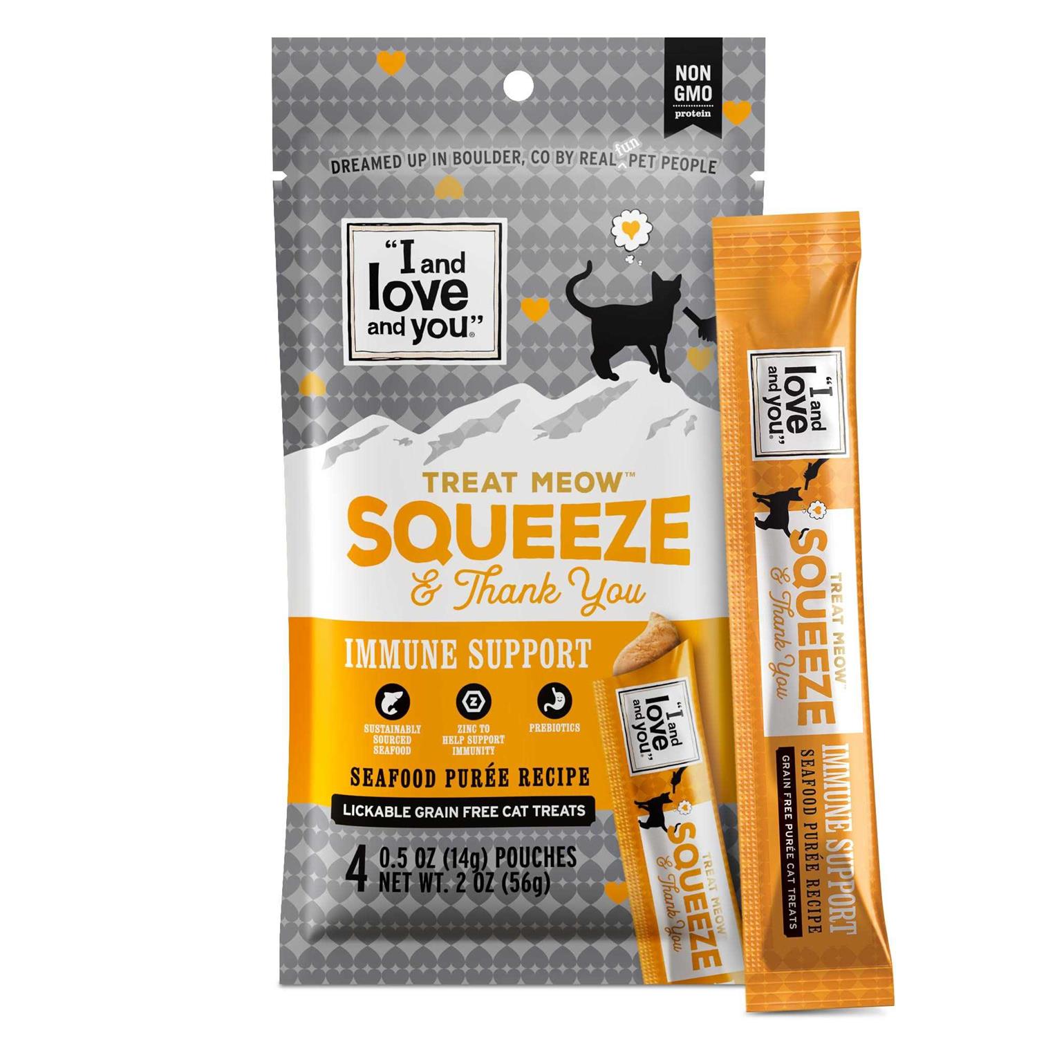 I and love and you Treat Meow Squeeze & Thank you Immune Support Cat Treat Pure