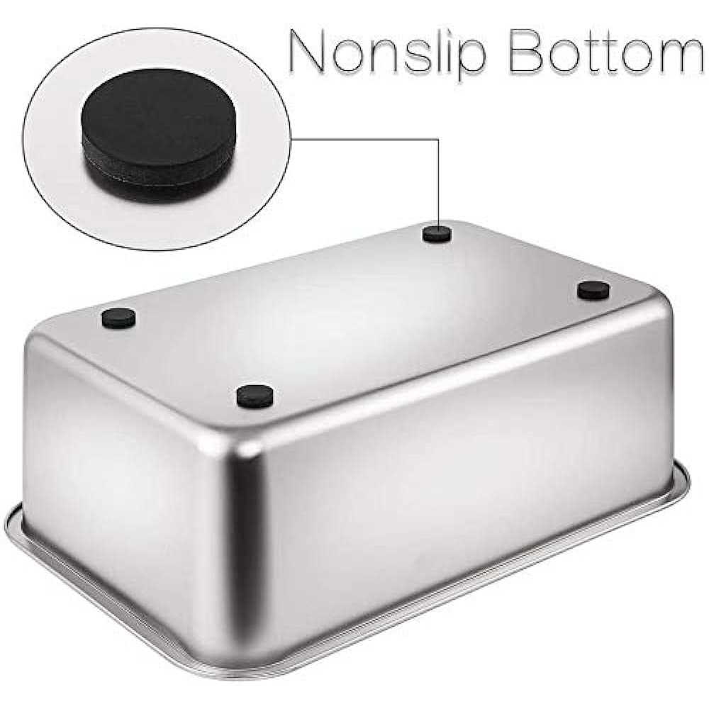 Alternative view of Yangbaga Stainless Steel Litter Box for Cat and Rabbit, Large Size with 8in High Sides and Non Slip Rubber Feet. Odor Control