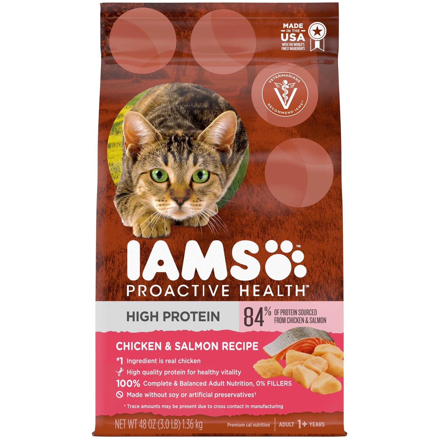 Iams Proactive Health High Protein Adult Dry Cat Food with Chicken & Salmon