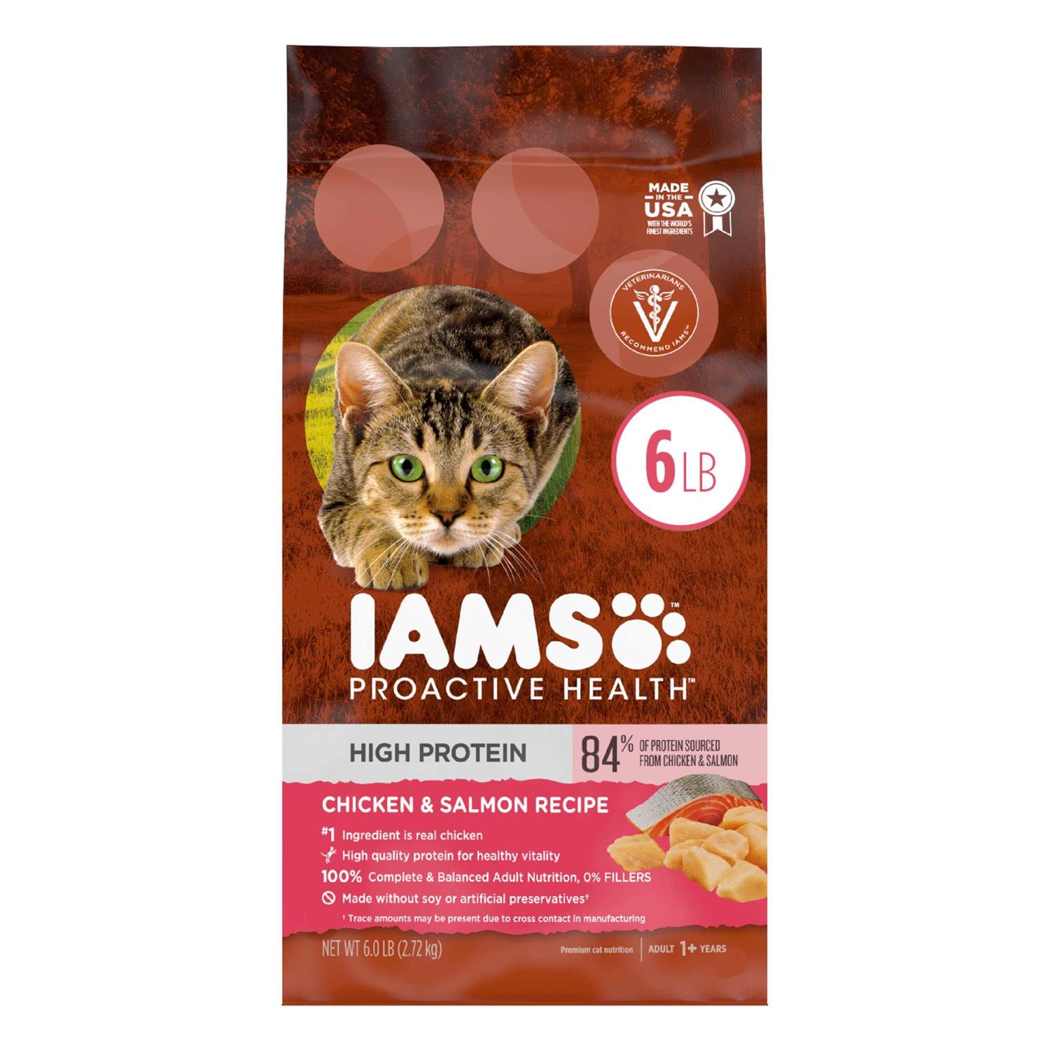 Iams Proactive Health High Protein Adult Dry Cat Food with Chicken & Salmon