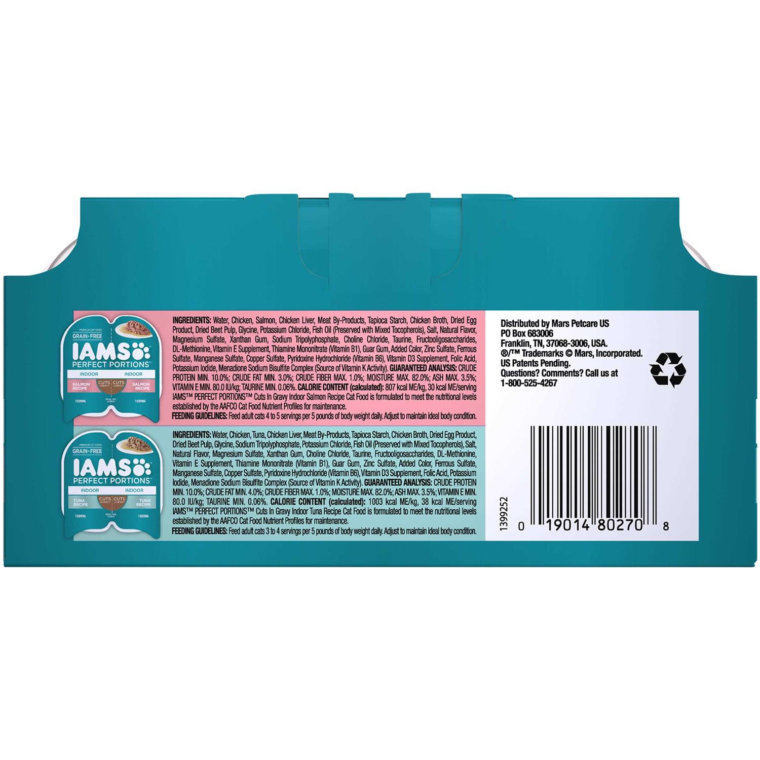 Alternative view of Iams Perfect Portions Indoor Grain Free Wet Cat Food Cuts in Gravy Tuna Recipe