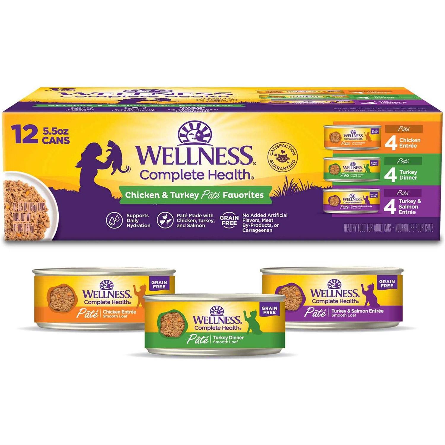 Wellness Complete Health Chicken & Turkey Pate Favorites Cat Food Variety Pack