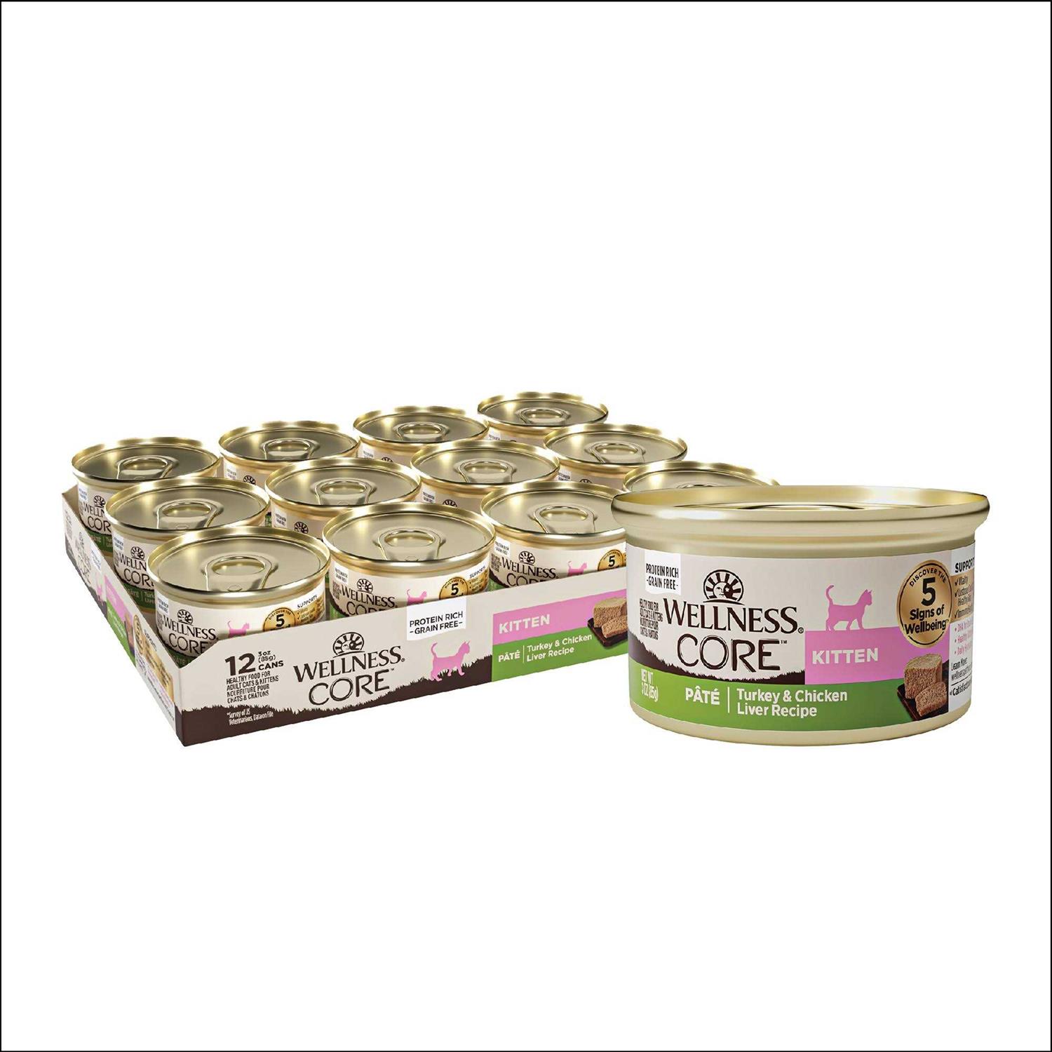 Wellness CORE Natural Grain-Free Turkey & Chicken Liver Pate Canned Kitten Food