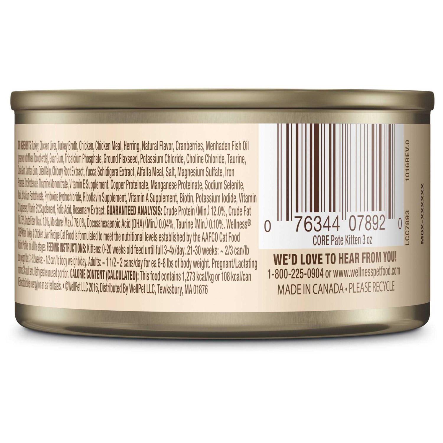 Alternative view of Wellness CORE Natural Grain-Free Turkey & Chicken Liver Pate Canned Kitten Food