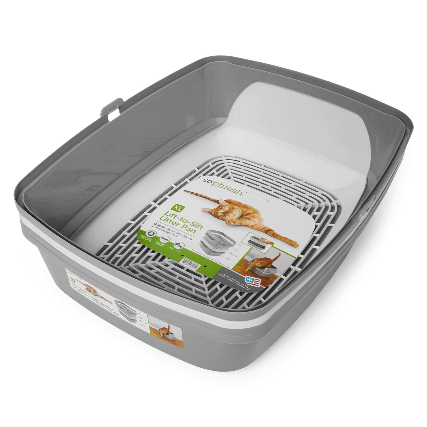 Alternative view of So Phresh Grey & White Lift-to-Sift Cat Litter Pan