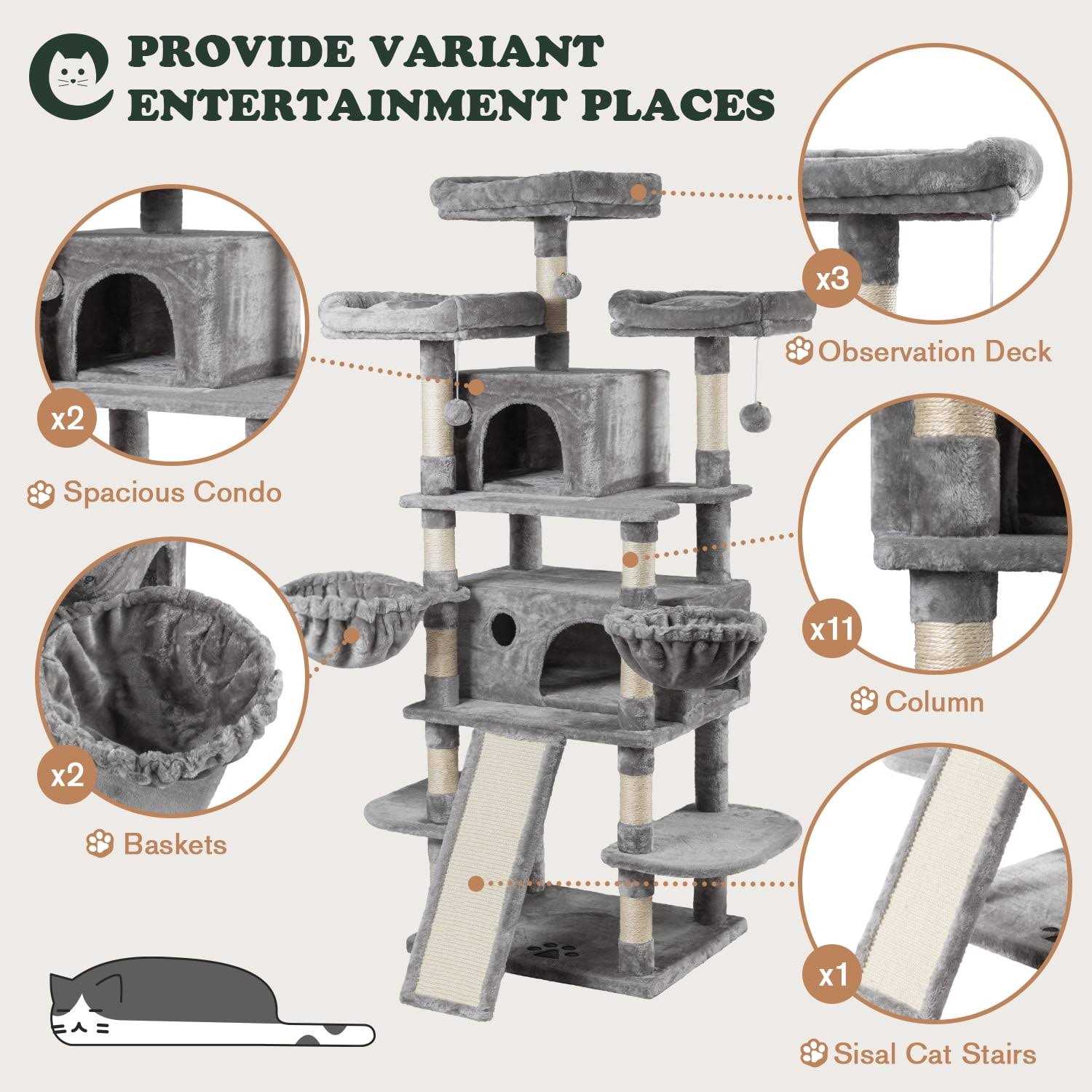 Alternative view of Amolife 68 Inch Cat Tower Multi-Level / X-Large Cat Tree King with Scratching Posts Kitty Pet Play House