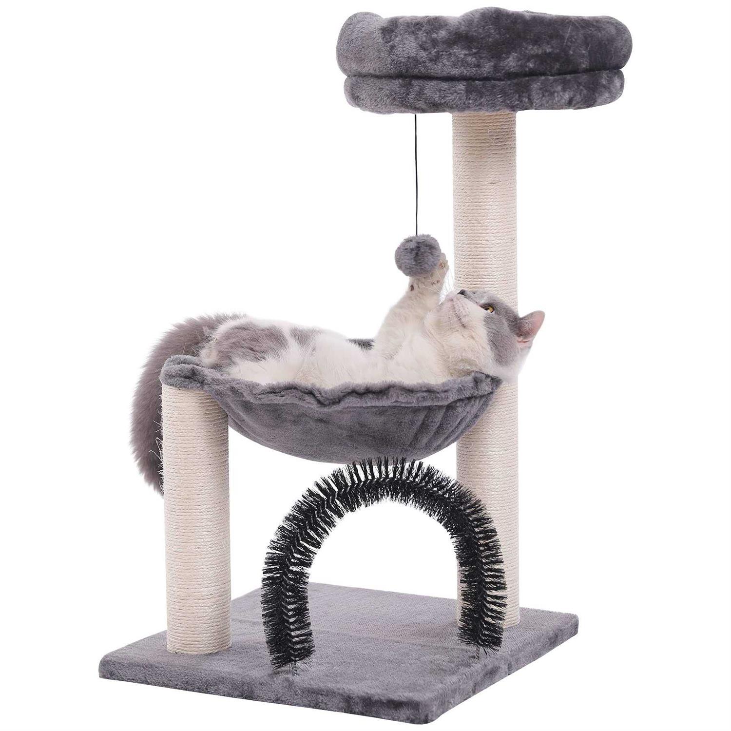 HOOPET cat Tree,27.8 INCHES Tower for Indoor Cats Multi-Level cat Tree with Scratching Posts Plush Basket & Perch Play Rest