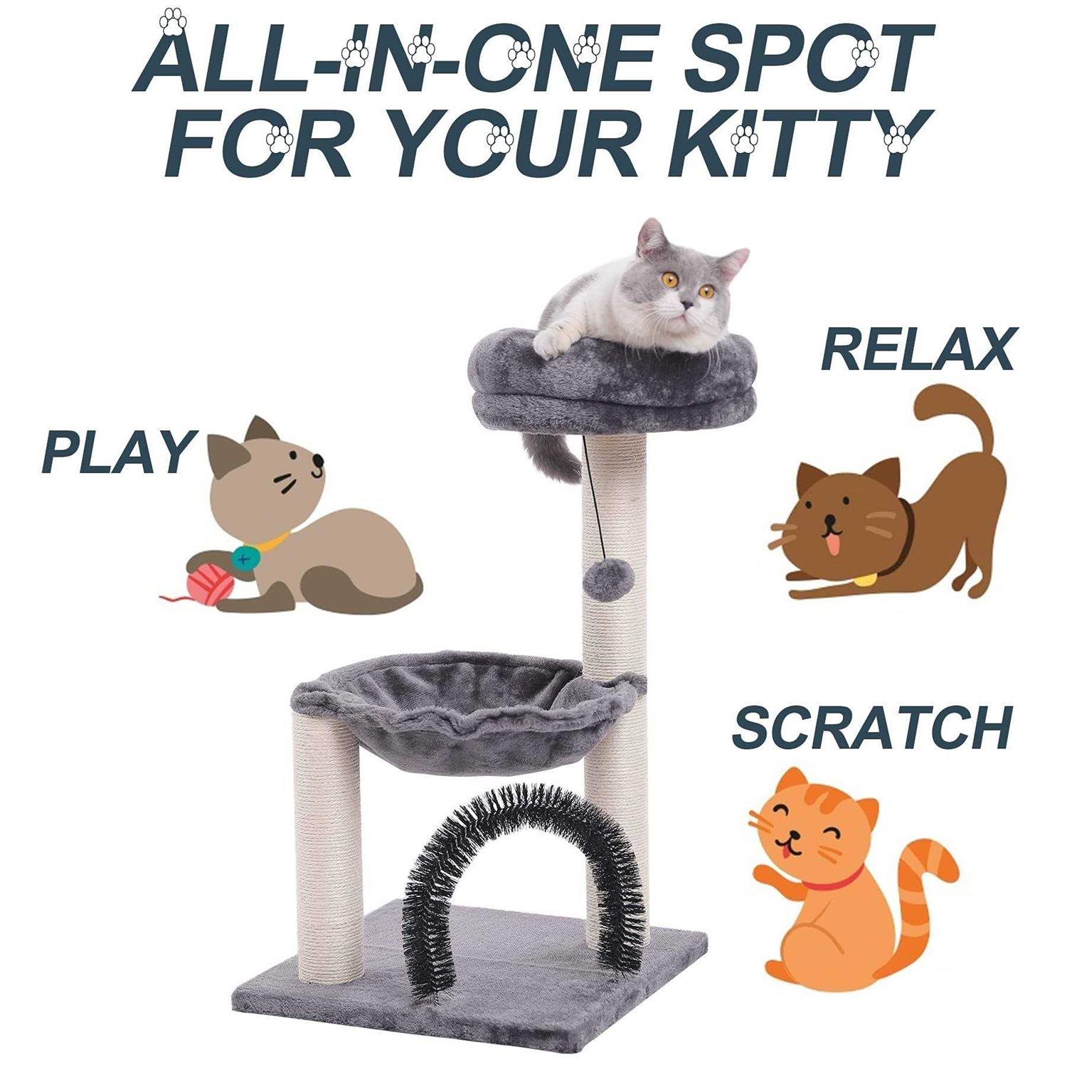 Alternative view of HOOPET cat Tree,27.8 INCHES Tower for Indoor Cats Multi-Level cat Tree with Scratching Posts Plush Basket & Perch Play Rest