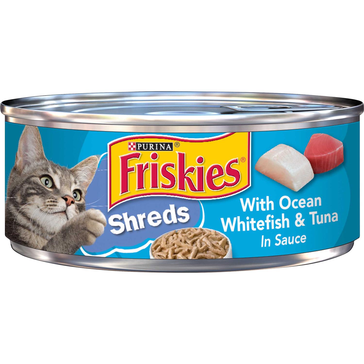 Friskies Savory Shreds Ocean Whitefish & Tuna Cat Food, 5.5-oz, 24 ct