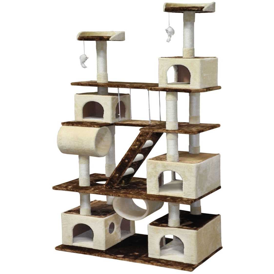 Go Pet Club Gray Cat Tree Climber with Swing and Sisal Scratching Post, 87 H