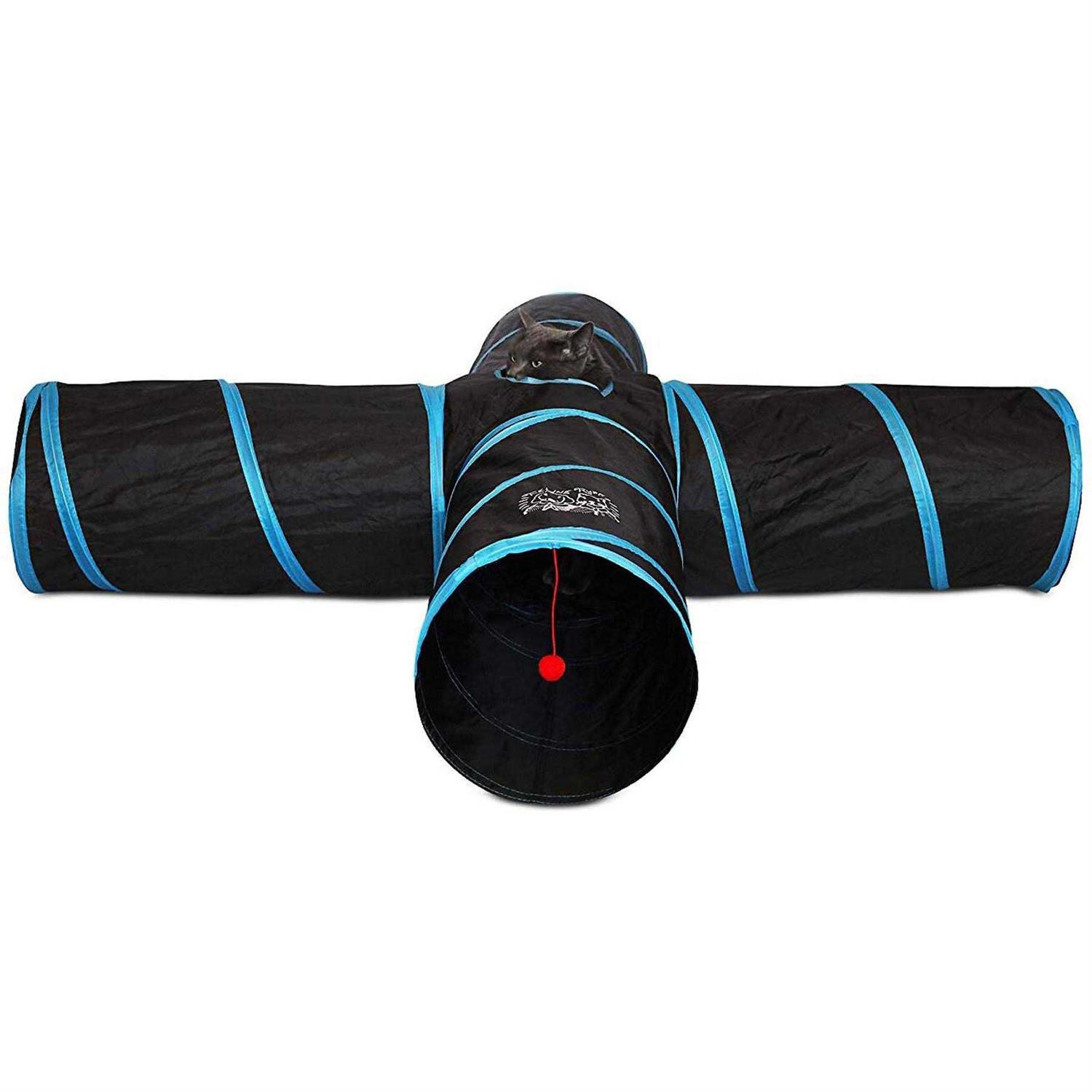 Feline Ruff Premium Way Cat Tunnel. Extra Large 12 Inch Diameter and Extra Long. A Big Collapsible Play Toy. Wide Pet Tunnel Tube