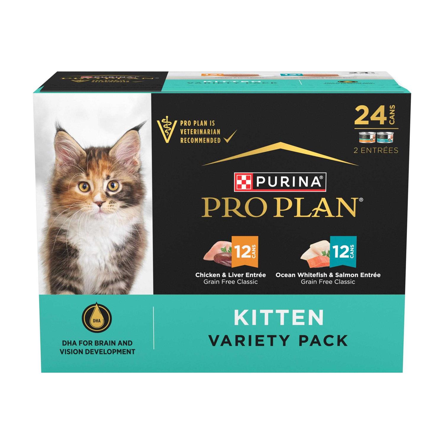 Purina Pro Plan Grain-Free Chicken & Liver & Ocean Whitefish & Salmon Variety Pack Wet Kitten Food