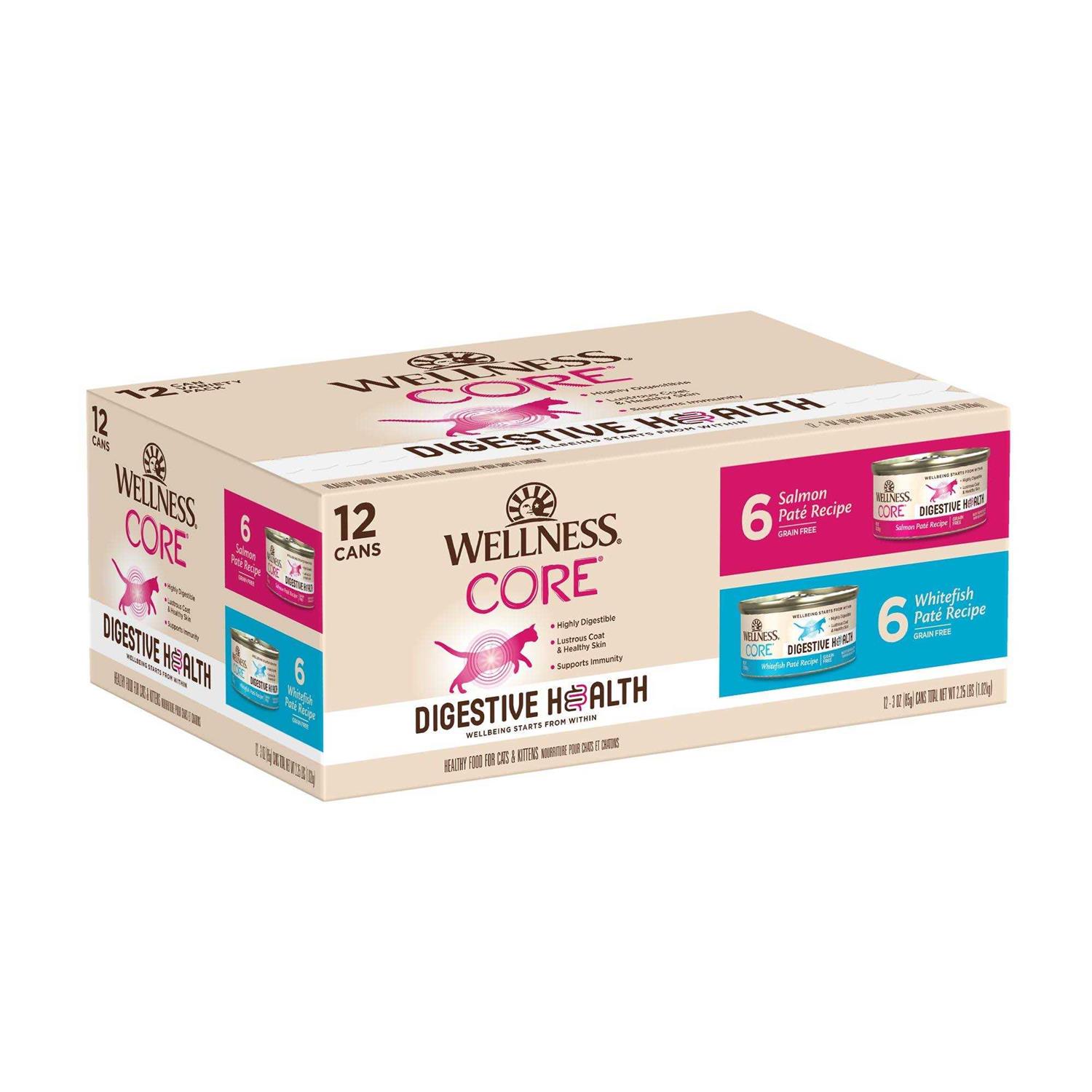 Wellness CORE Digestive Health Salmon & Whitefish Pate Variety Pack Wet Cat Food