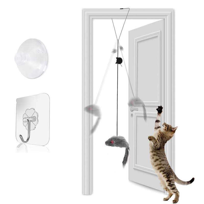 Fynigo Self-Play Hanging Door Cat Mouse Toys for Indoor Cats Kitten,Interactive Cat Mice Toys for Hunting Exercising Eliminating Boredom