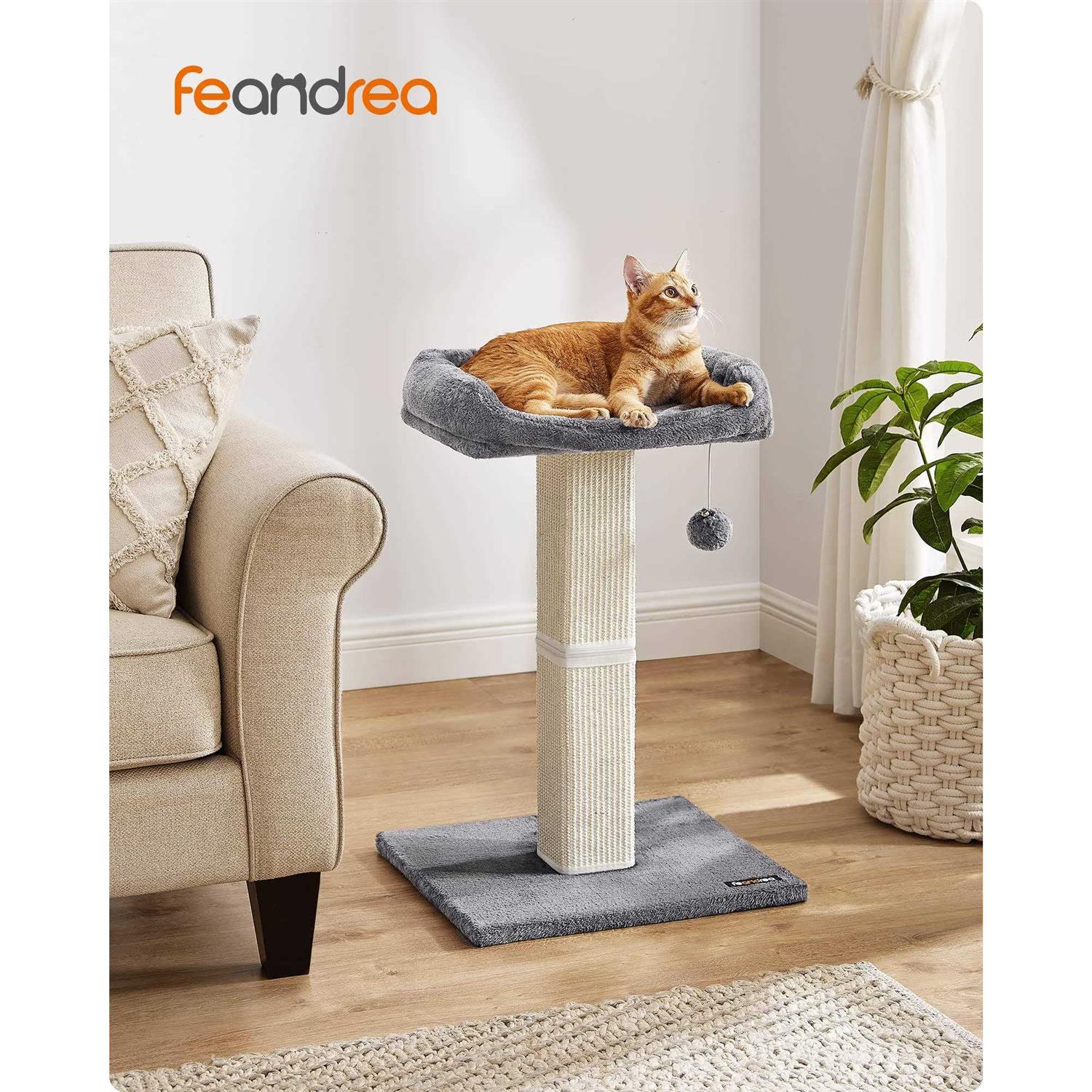 Alternative view of Feandrea Cat Scratching Post Cat Scratcher with 15.7 x 11.8 Inches Plush Perch