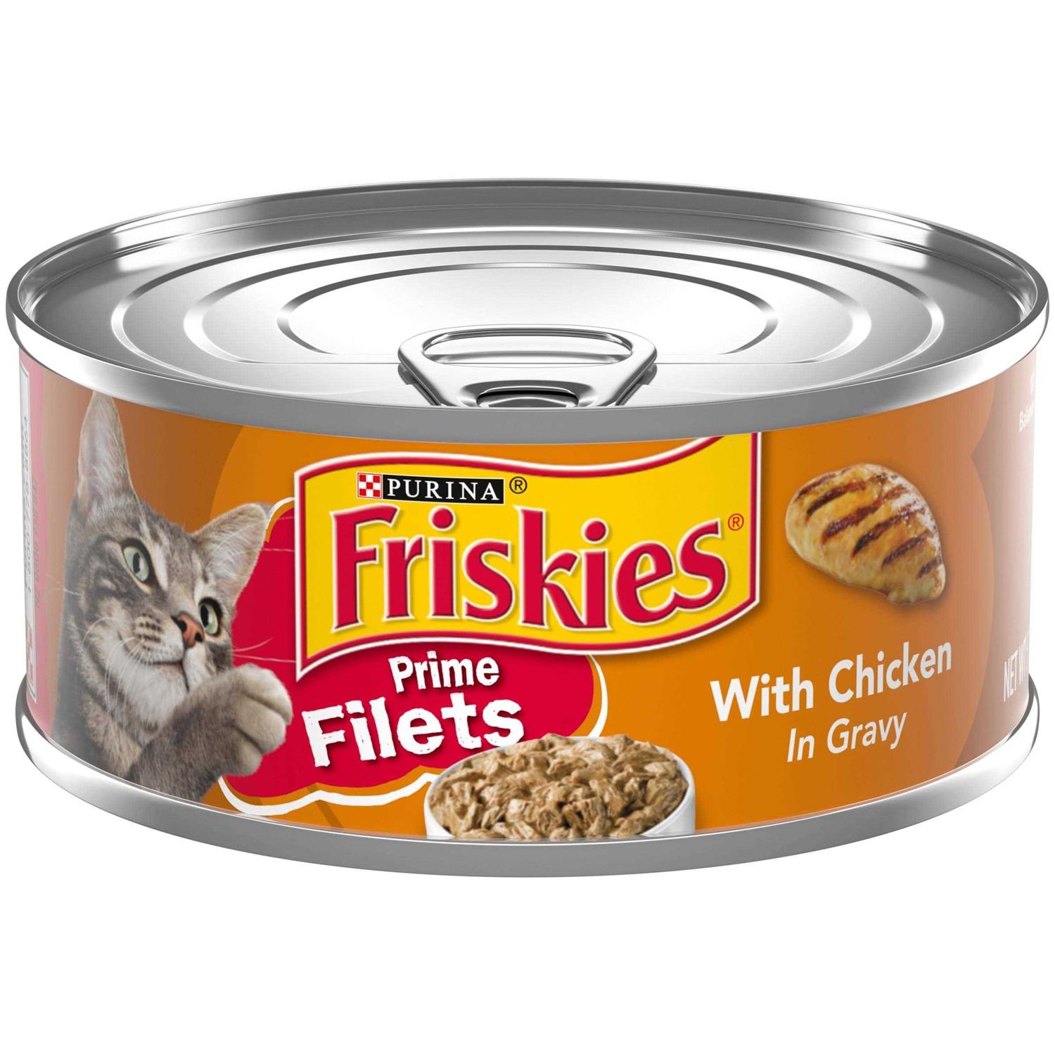 Friskies Prime Filets with Chicken Canned Cat Food, 5.5-oz, 24 ct