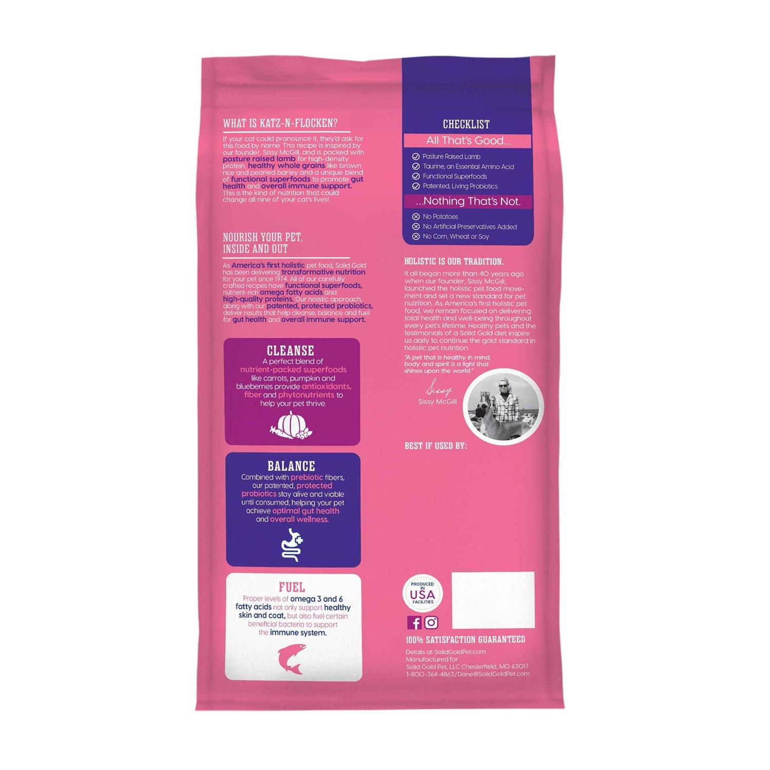 Alternative view of Solid Gold Katz-N-Flocken Lamb & Brown Rice Dry Cat Food