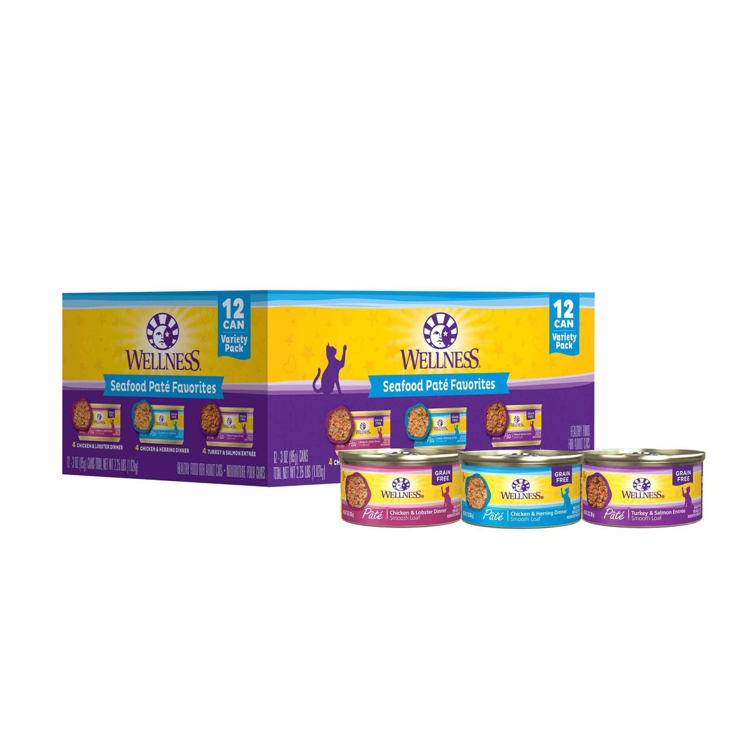Wellness Seafood Pate Favorites Cat Food Variety Pack