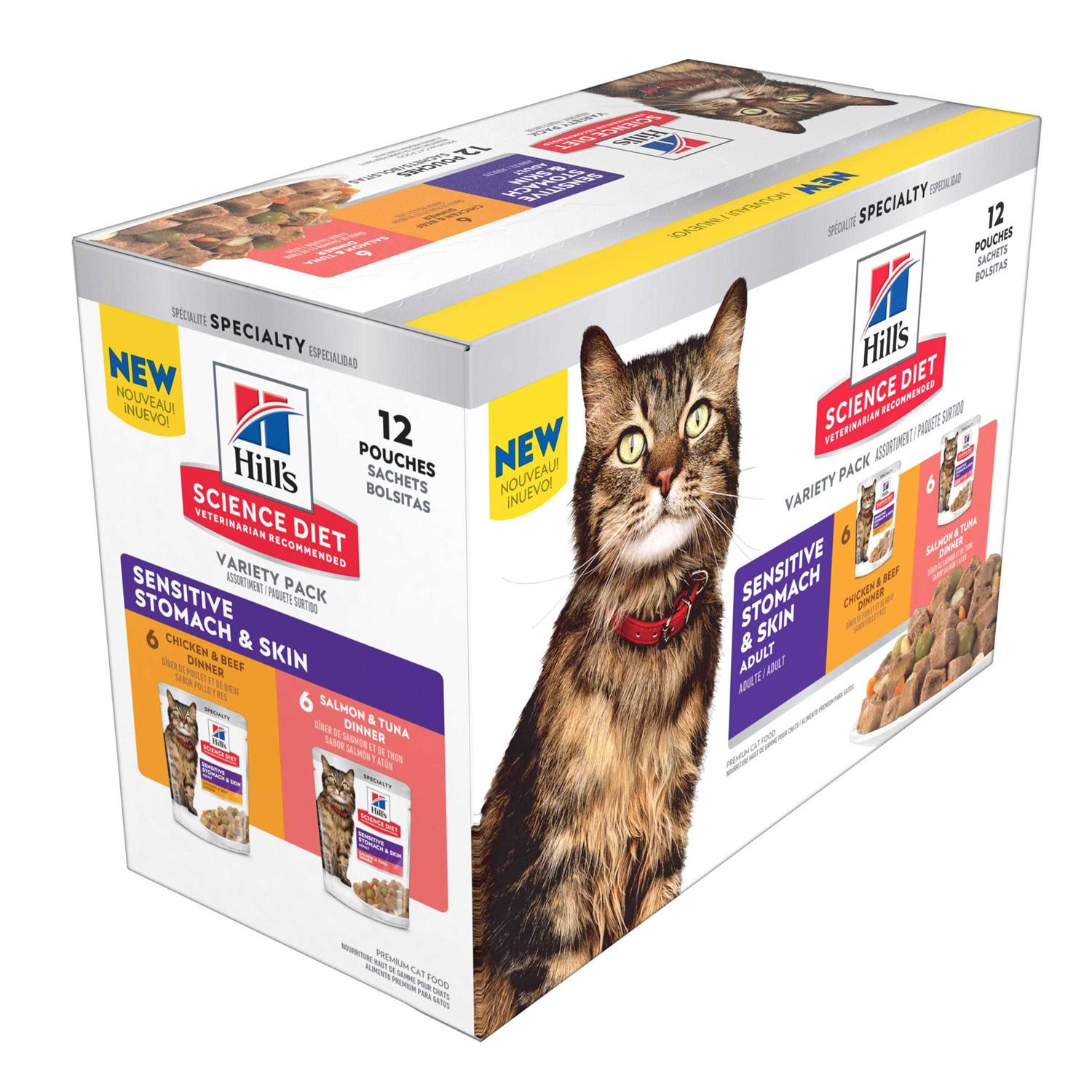 Hill's Science Diet Adult Sensitive Stomach & Skin Wet Cat Food Pouch Variety Pack