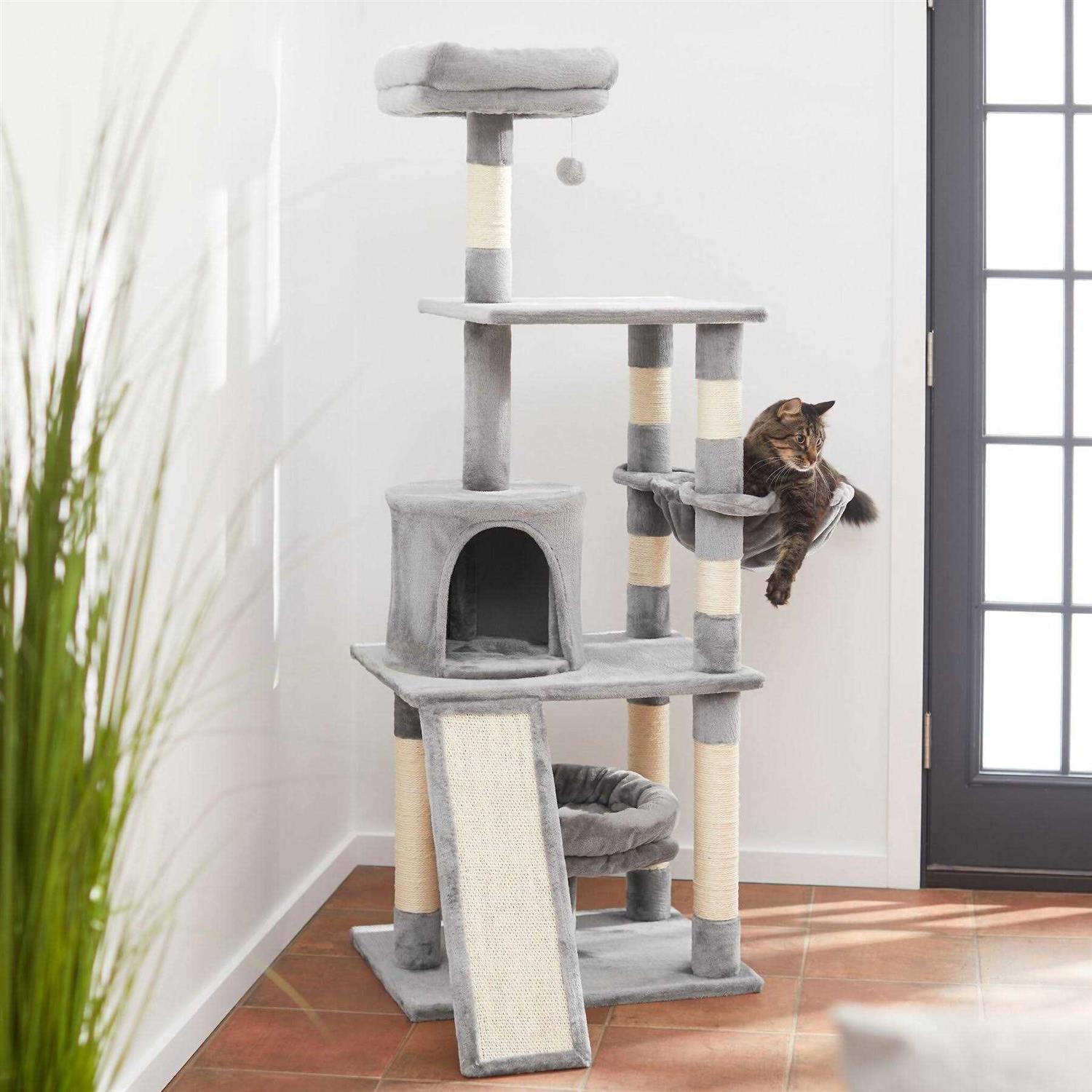 Frisco 62-in Faux Fur Cat Tree & Condo