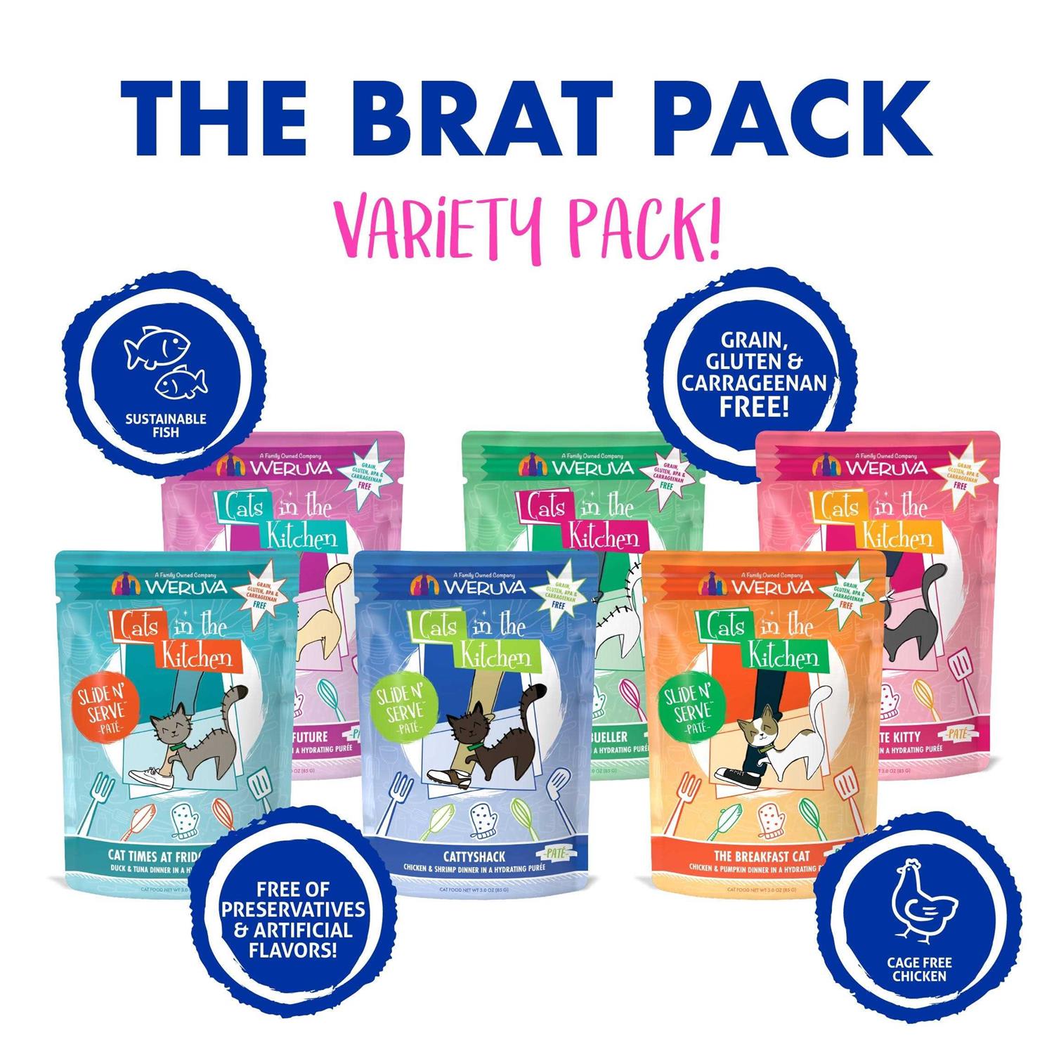 Alternative view of Weruva Cats in The Kitchen Slide N Serve The Brat Pack Variety Cat Food Pouches