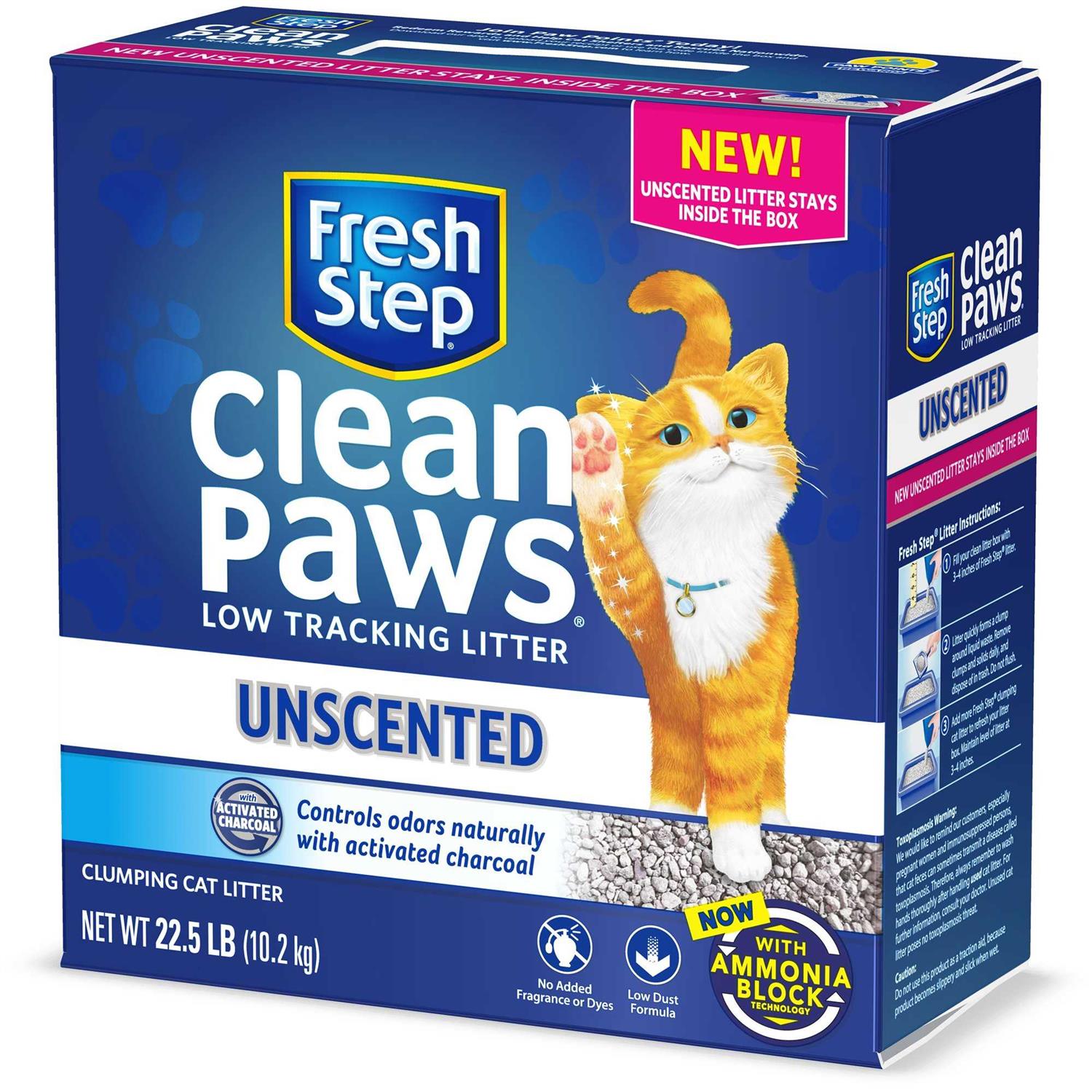 Fresh Step Clean Paws Simply Unscented Clumping Cat Litter, 22.5 lbs.