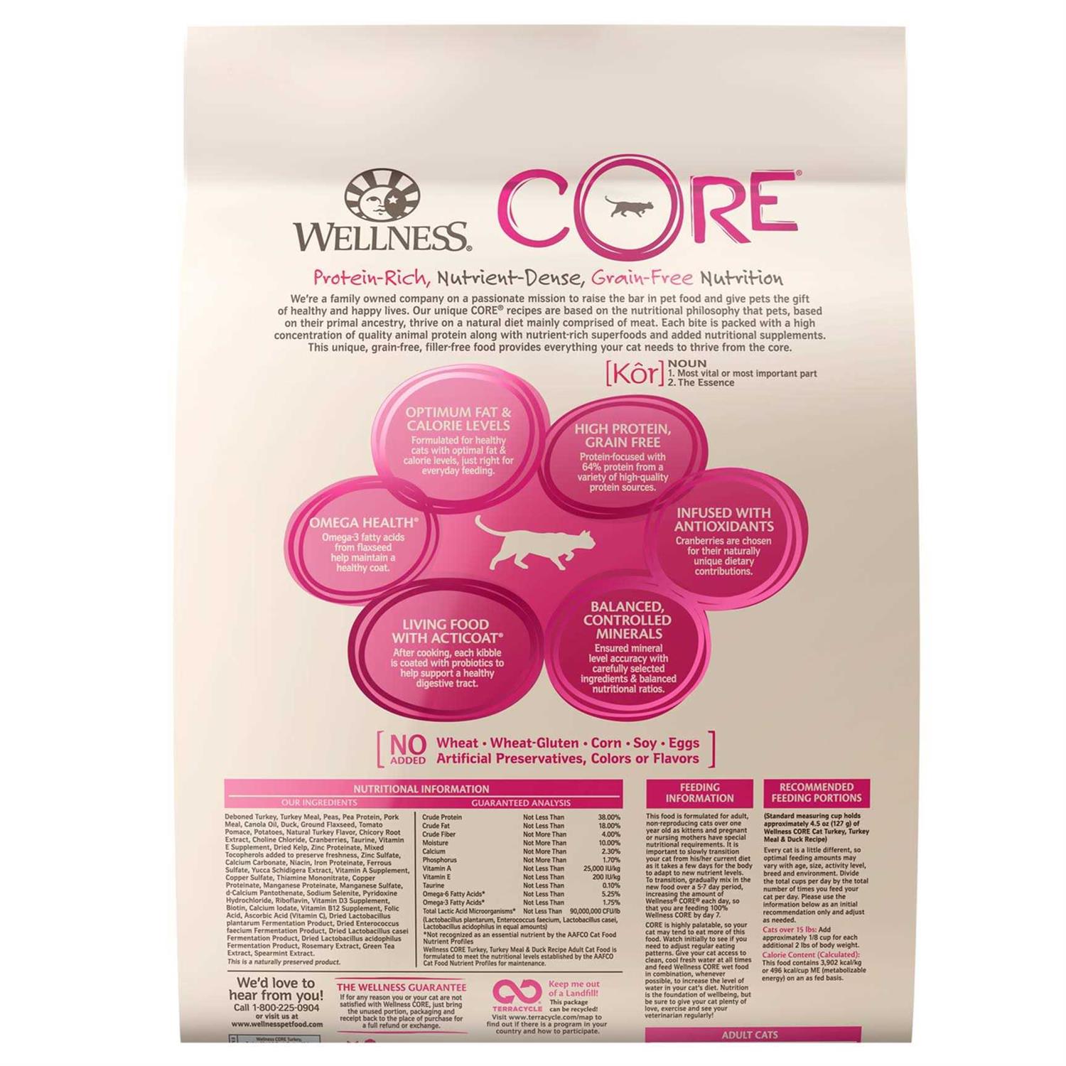 Alternative view of Wellness CORE Grain-Free Turkey Turkey Meal & Duck Dry Cat Food