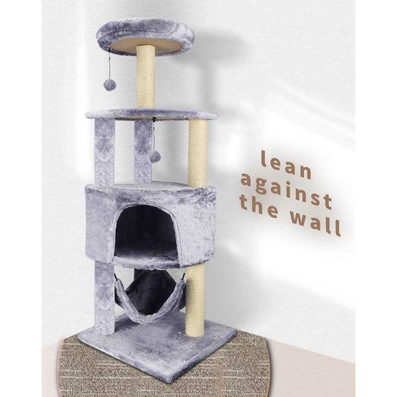 Alternative view of HUITREE Cat Tree with Scratching Post and Hanging Bedgrey