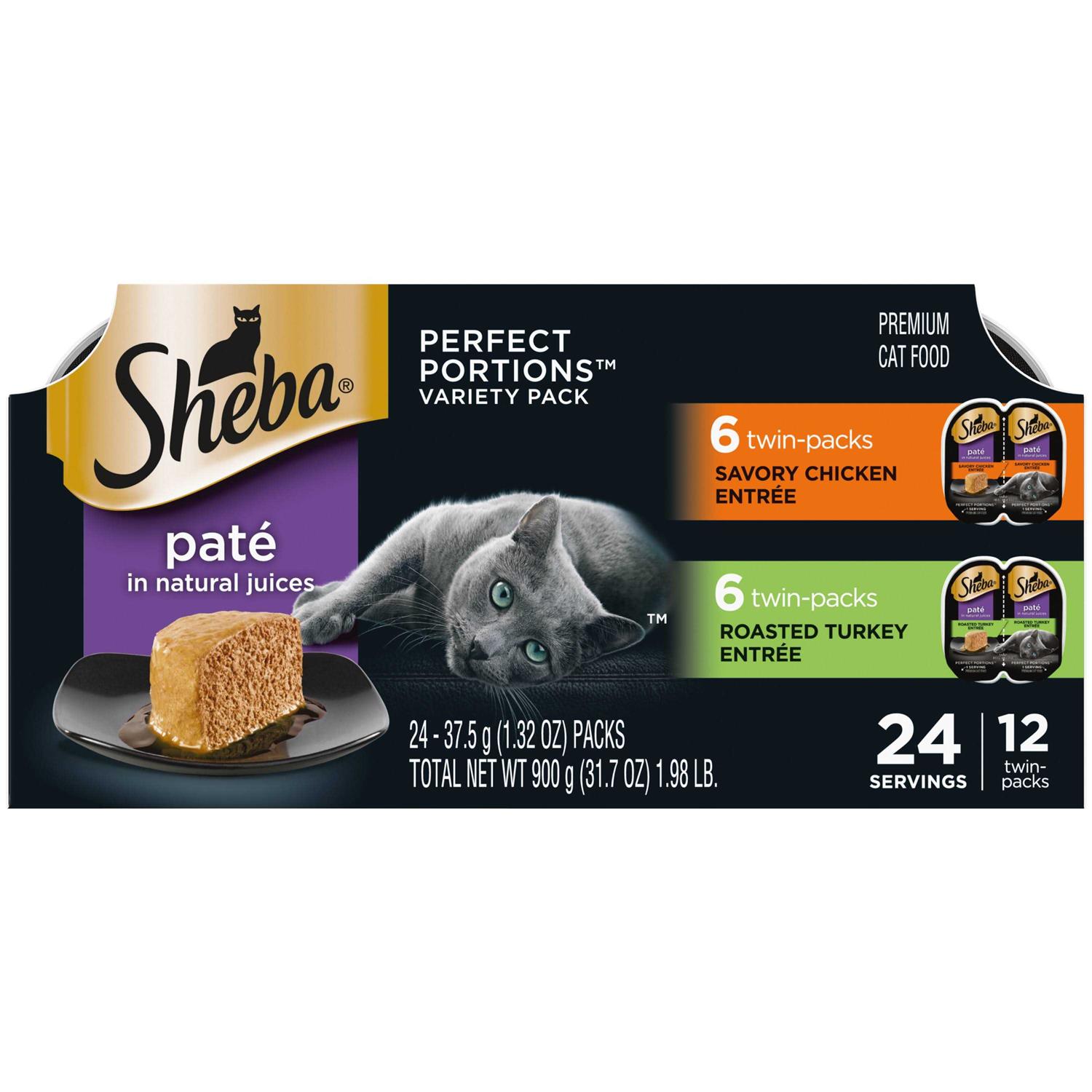 Sheba Pat Variety Pack Savory Chicken & Roasted Turkey Entres Perfect Portions Twin Pack Wet Cat Food