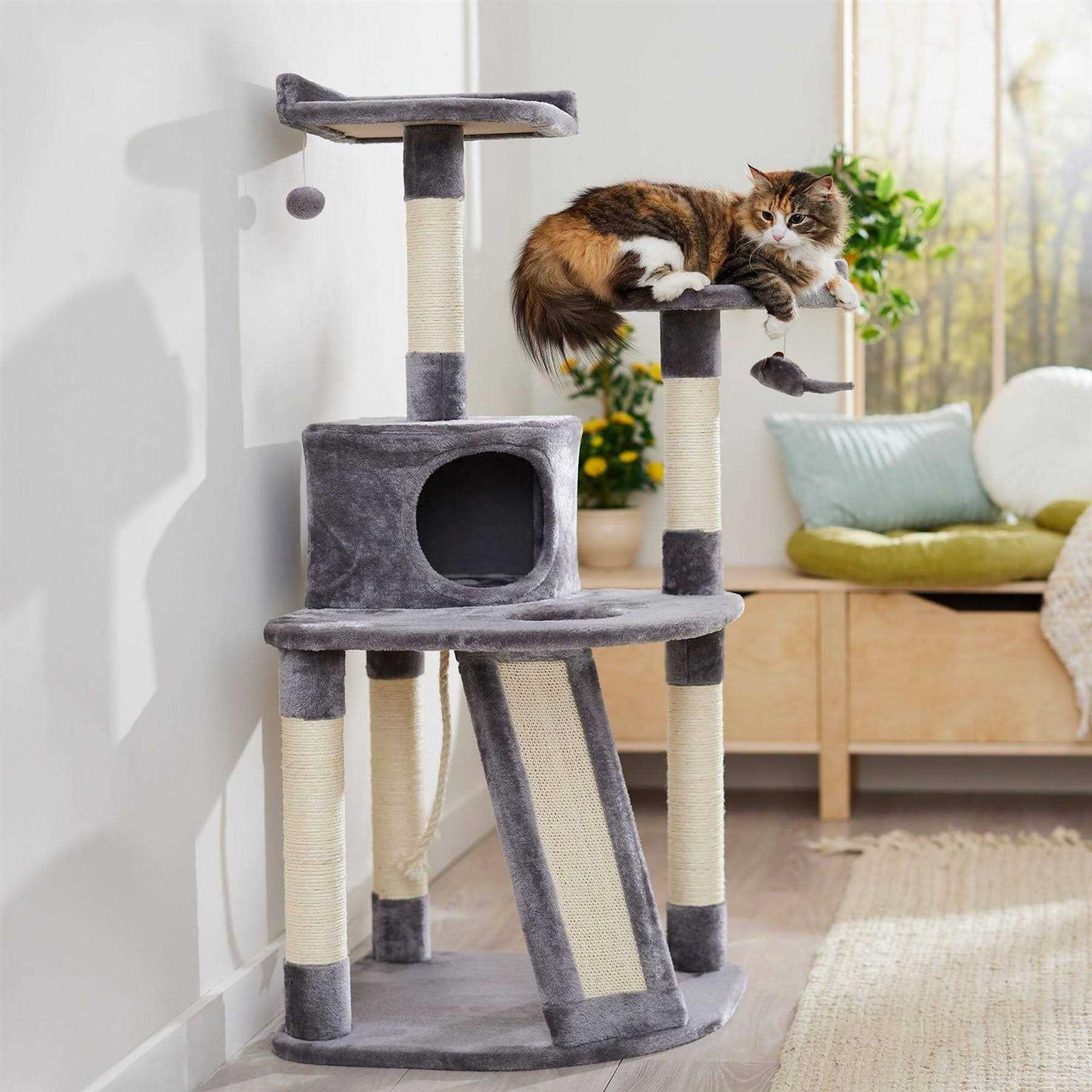 Frisco 48-in Faux Fur Cat Tree Condo