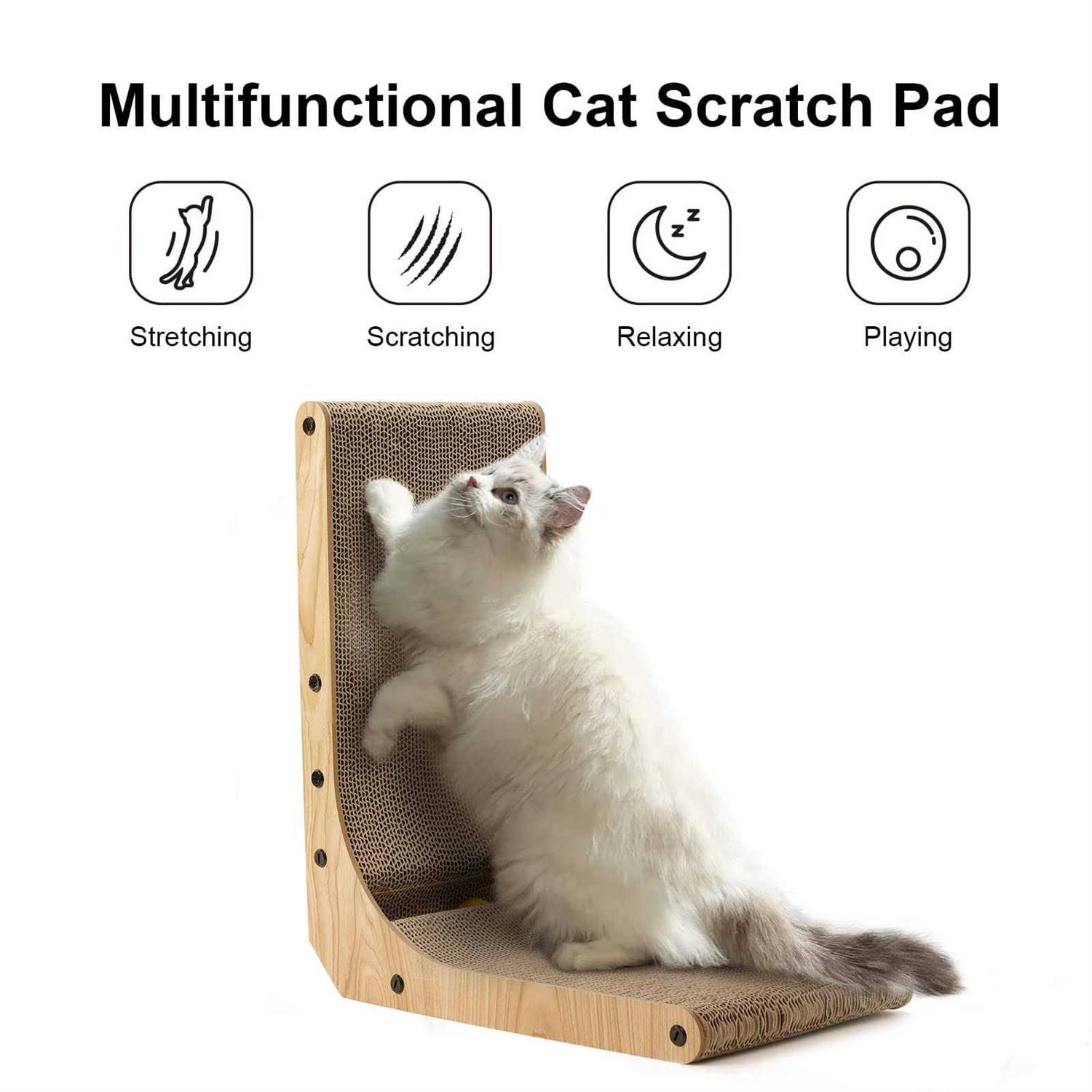 Alternative view of FUKUMARU Cat Scratcher 26.8 Inch L Shape Cat Scratch Pad Wall Mounted