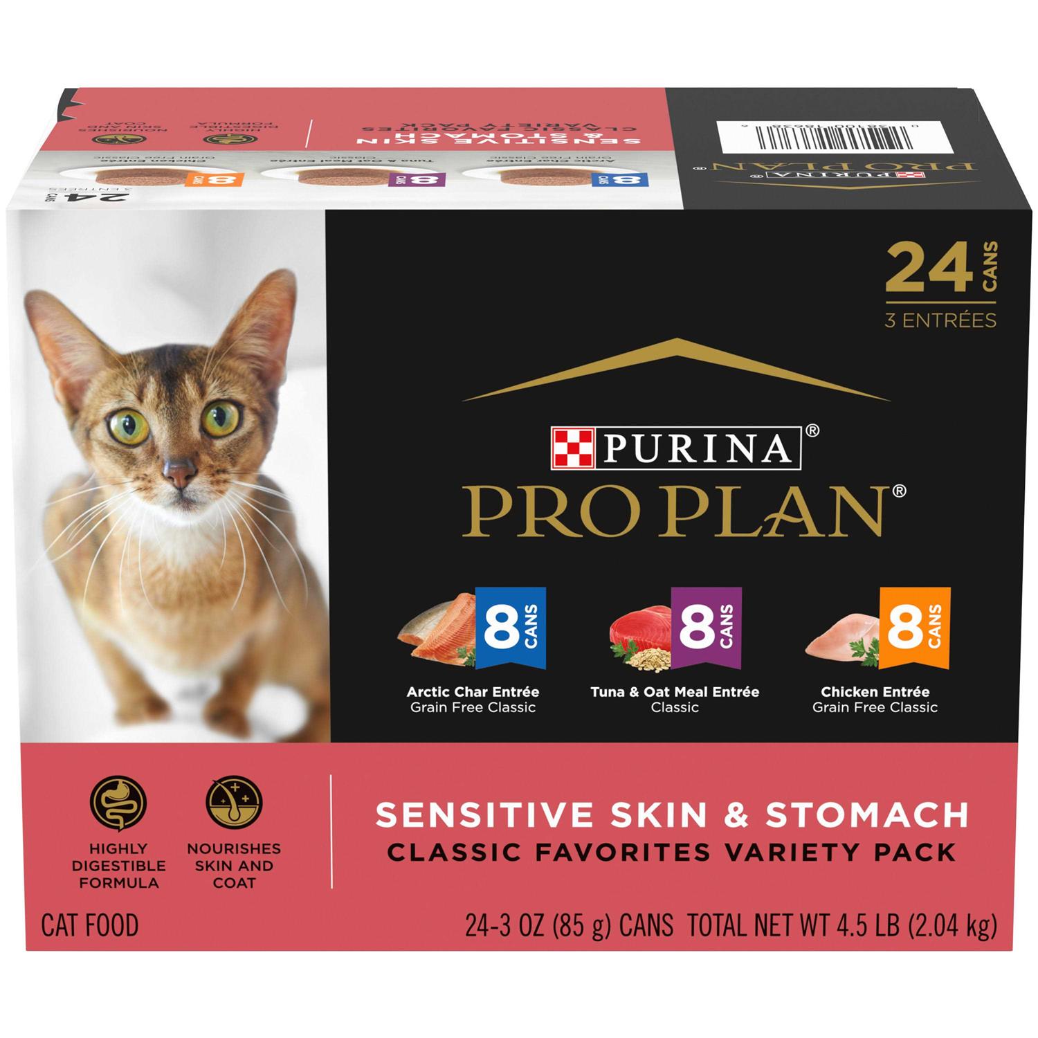 Purina Pro Plan Sensitive Skin and Stomach Wet Cat Food Variety Pack, Sensitive Skin and Stomach Entrees