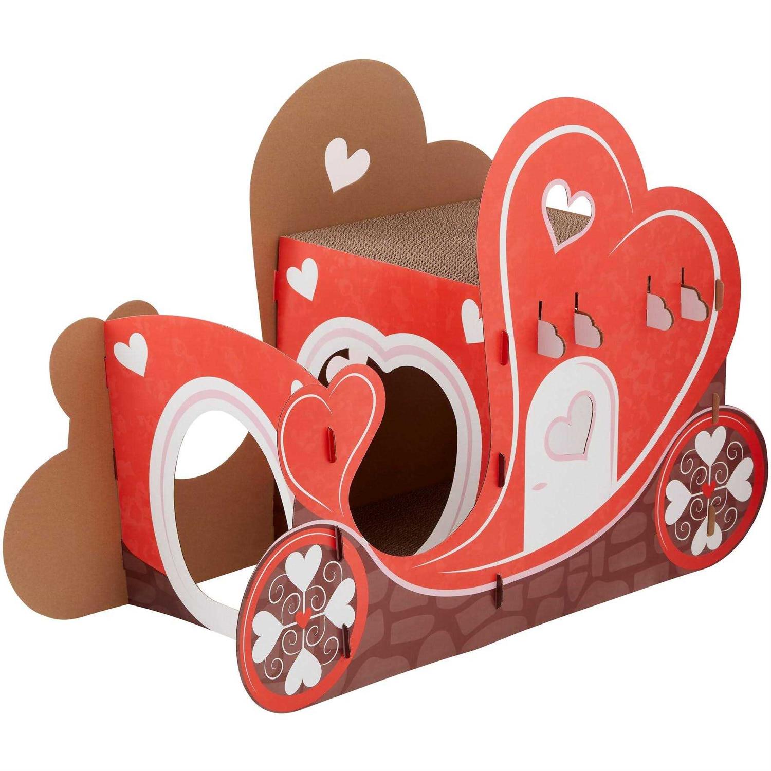 Frisco Valentine Love Carriage Cardboard Cat House