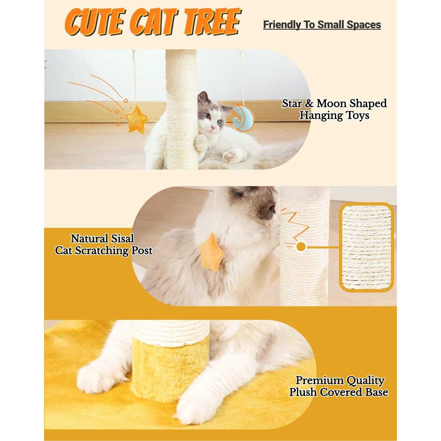 Alternative view of Happi N Pets Cloud Cat Scratching Post with Bed Cat Tree Tower for Indoor Cats