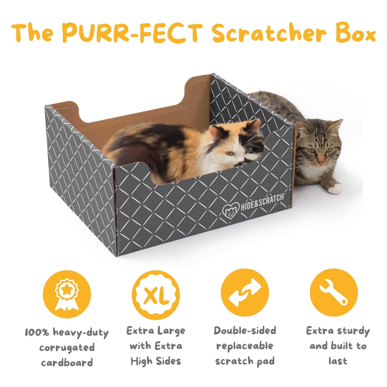 Alternative view of Hide & Scratch Extra-Large Heavy Duty Cardboard Cat Scratcher and Lounger Box with Refillable Scratch Pad