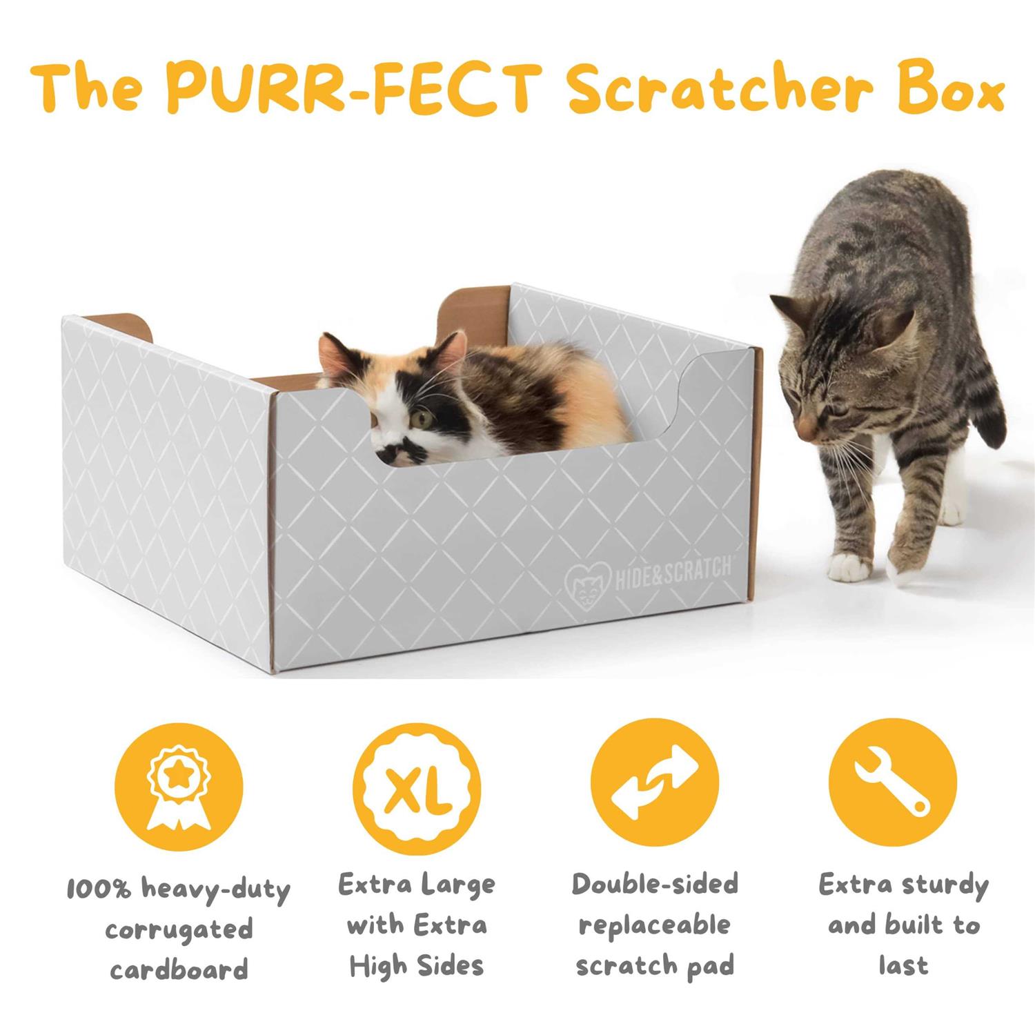 Alternative view of Hide & Scratch Extra-Large Heavy Duty Cardboard Cat Scratcher and Lounger Box with Refillable Scratch Pad