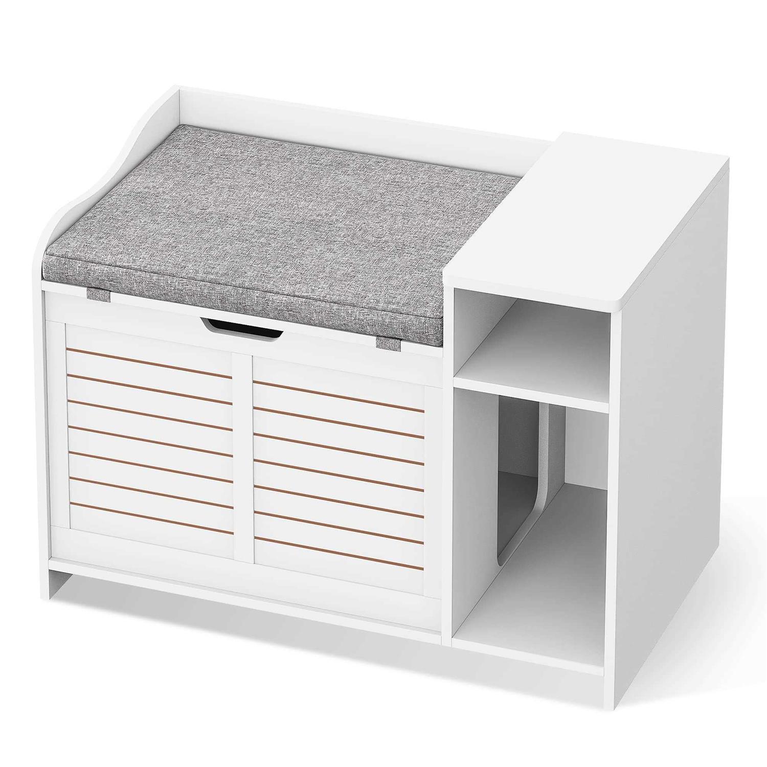 Alternative view of IDEALHOUSE Litter Box Enclosure with Top Opening with Cushion Cat Litter Box Furniture Hidden