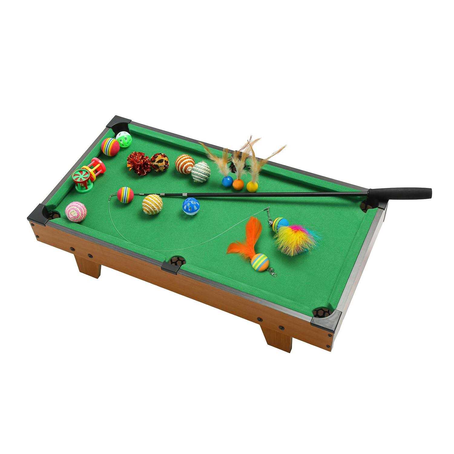 Hora de Lima Mini Pool Table for Cat Billiards Table Board Games for Cat with Interactive Cat Feather Teaser