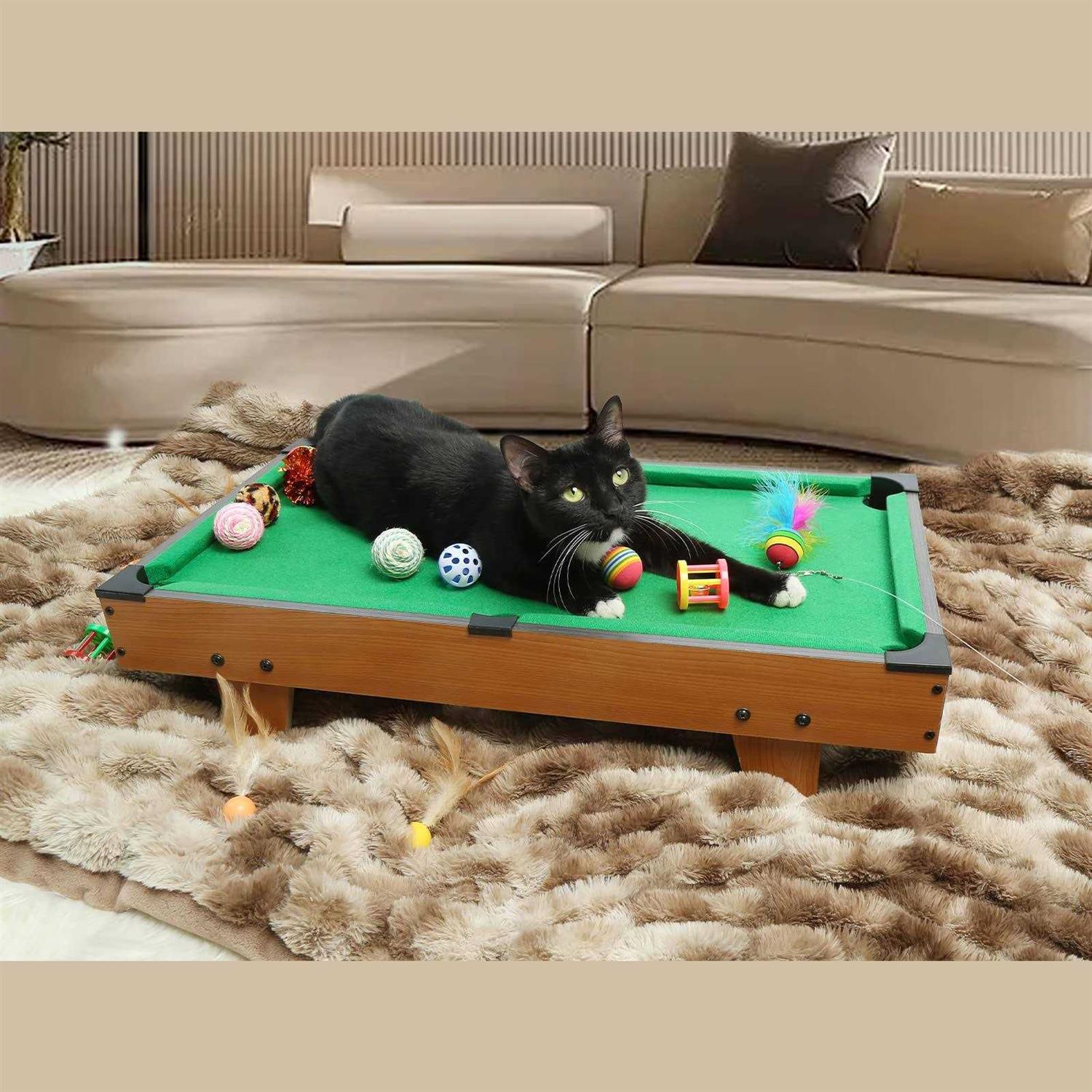 Alternative view of Hora de Lima Mini Pool Table for Cat Billiards Table Board Games for Cat with Interactive Cat Feather Teaser