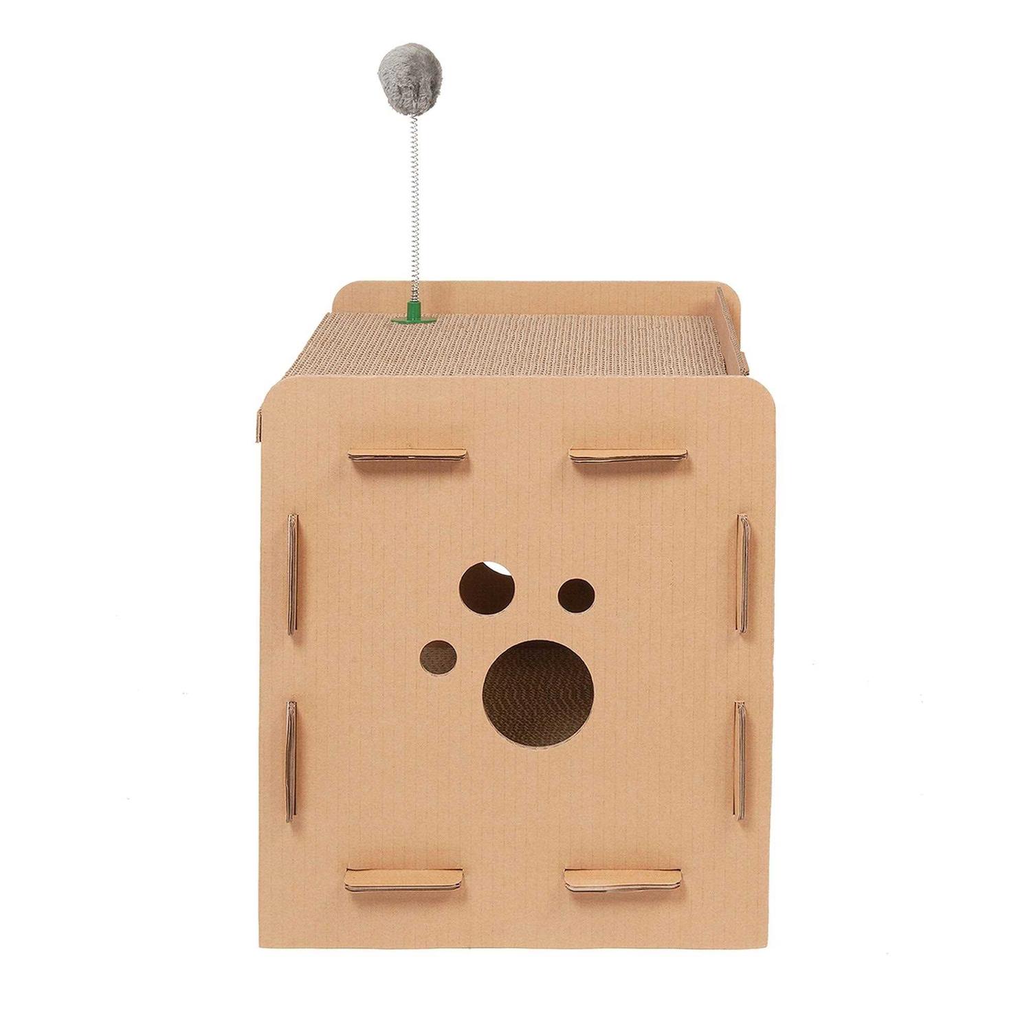 Alternative view of FurHaven Corrugated Cat Scratcher House with Catnip
