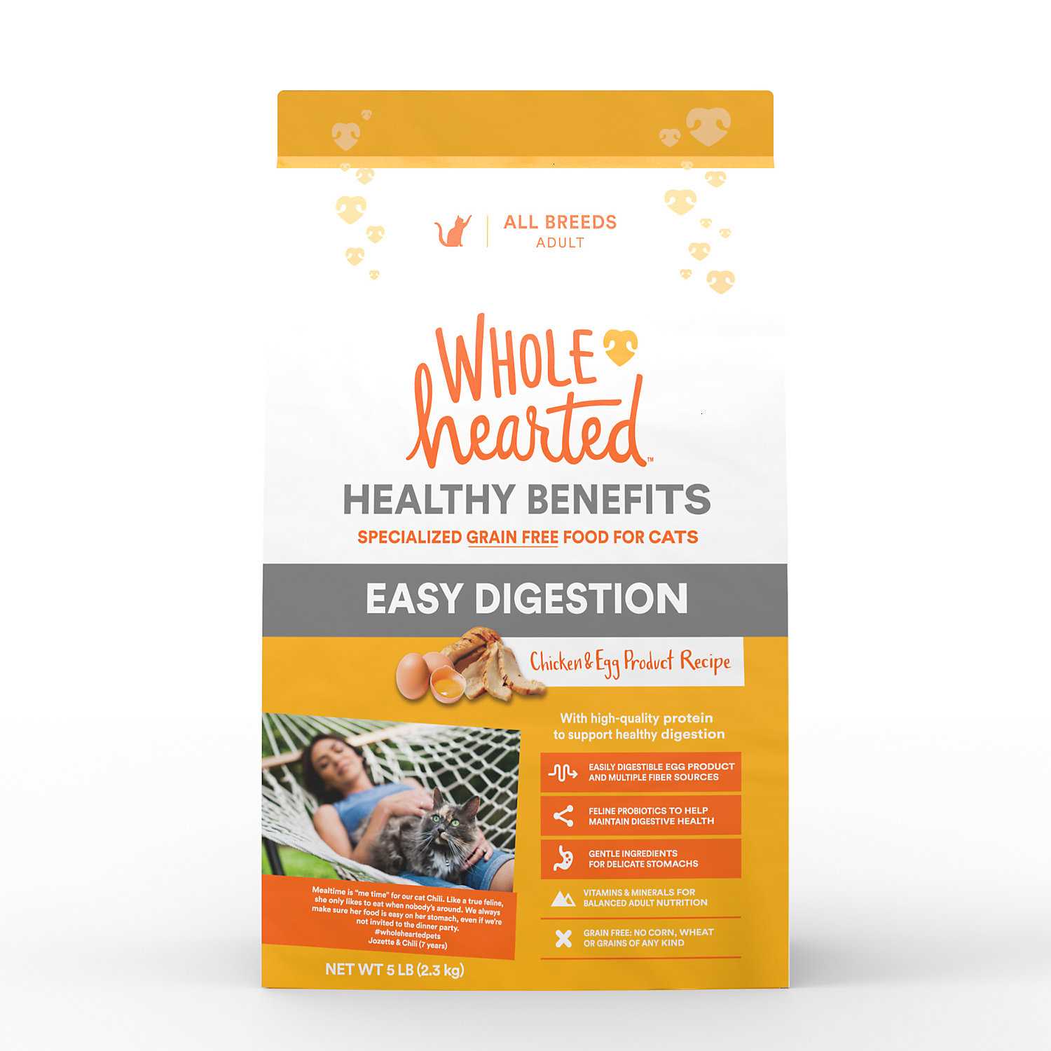 WholeHearted Healthy Digestion Chicken and Egg Product Recipe Dry Cat Food, 5 lbs.