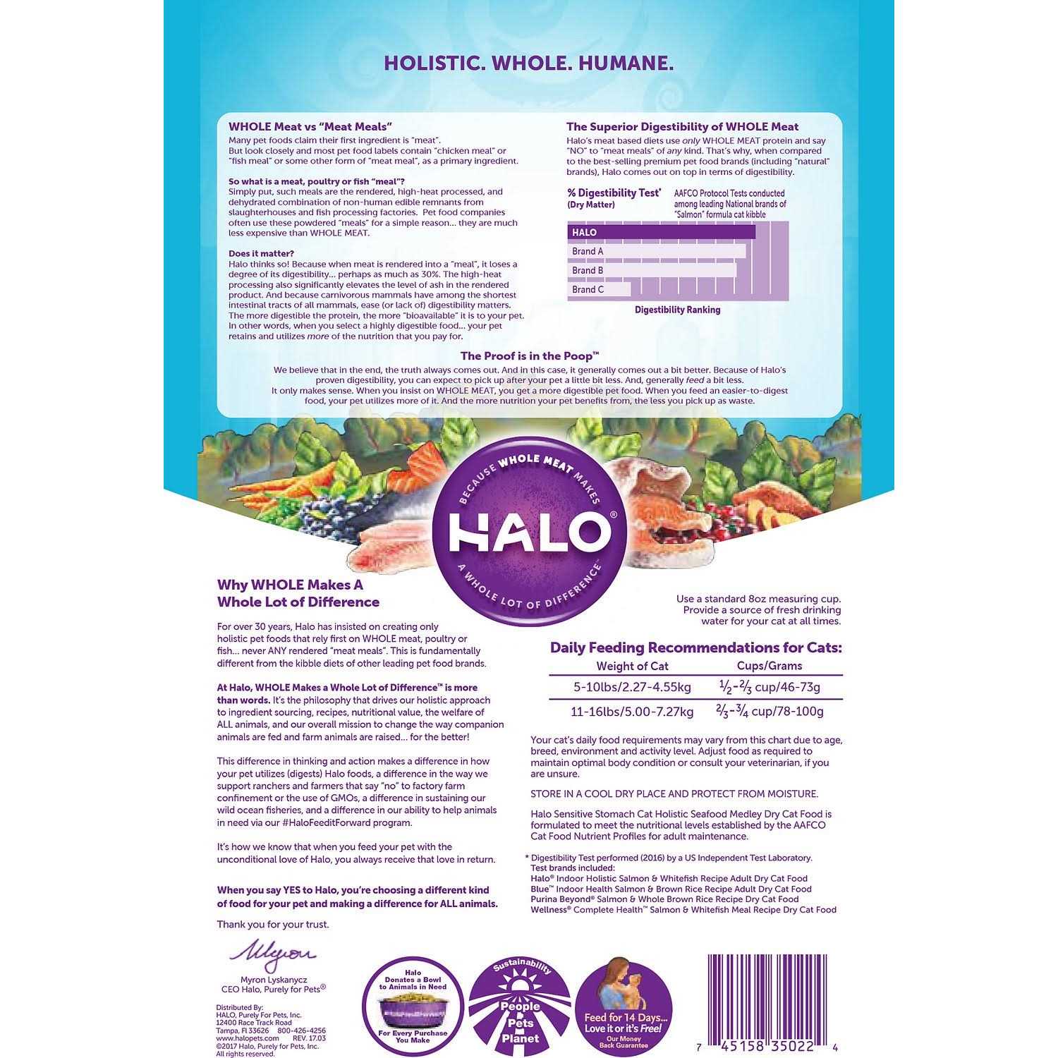 Alternative view of Halo Holistic Seafood Medley Sensitive Stomach Dry Cat Food